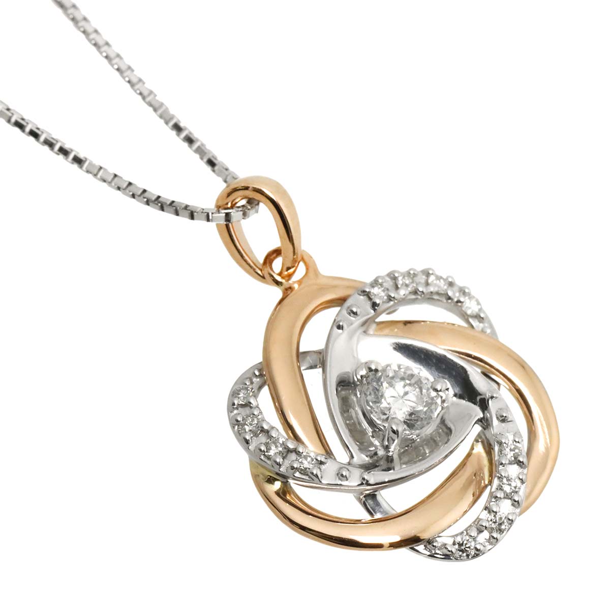 Diamond 0.23ct Necklace 18K K18 WG PG White Gold 750