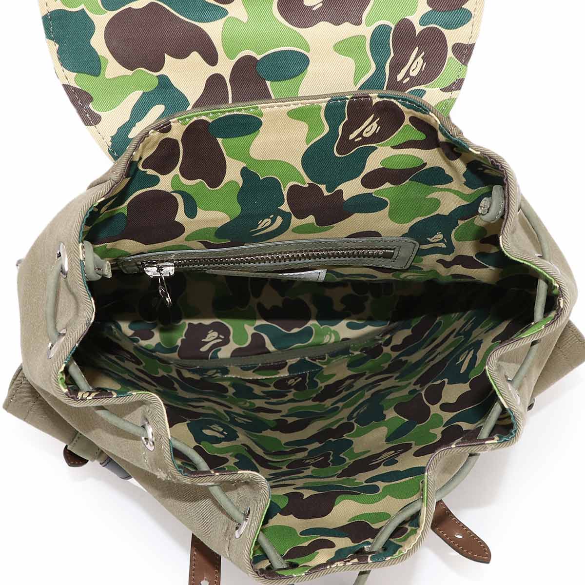 A BATHING APE Field Pack Backpack Cotton Khaki Shark