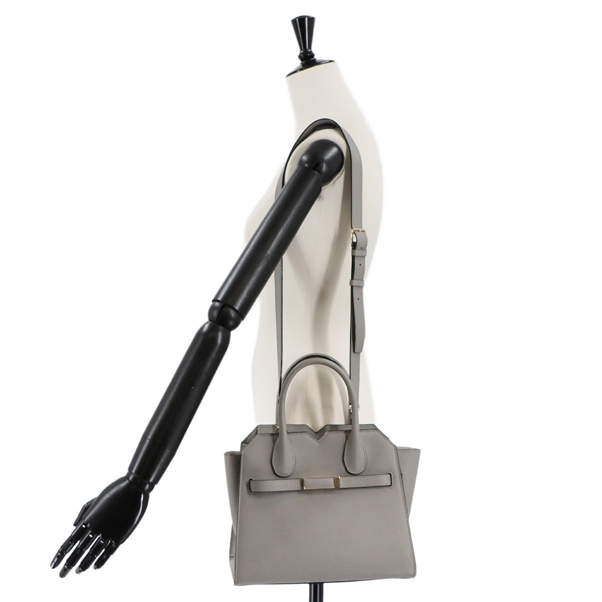 Milano Mini Hand Shoulder Bag Leather Ash Grey Purse