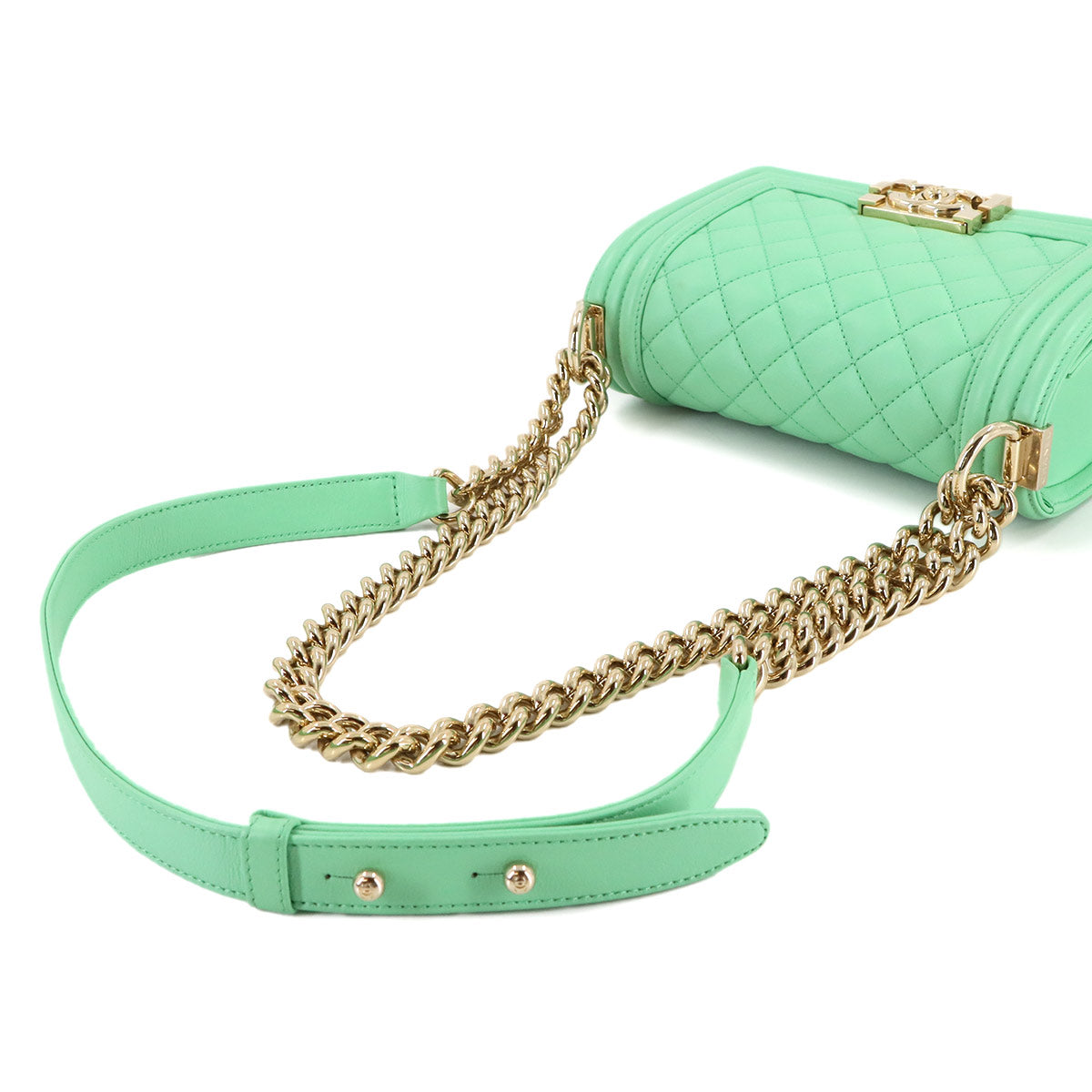 BOY CHANEL Small Chain Shoulder Bag Leather Light green A67085