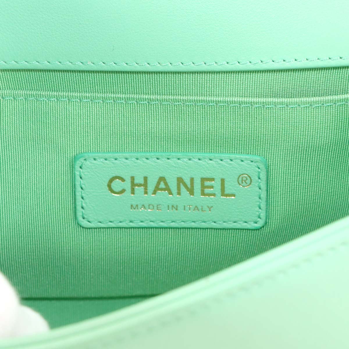 BOY CHANEL Small Chain Shoulder Bag Leather Light green A67085