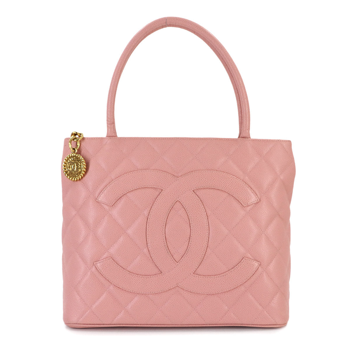 Medallion Tote Bag Leather Pink A01804 Coco Logos
