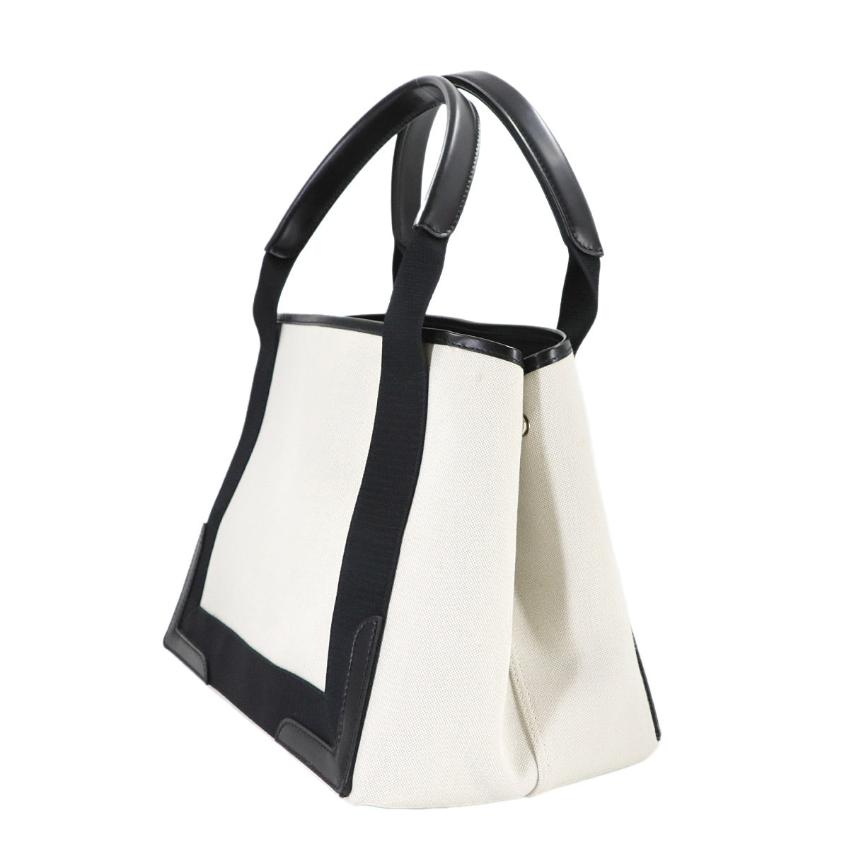 Navy Cabas Small Tote Bag Canvas Leather White Black 339933