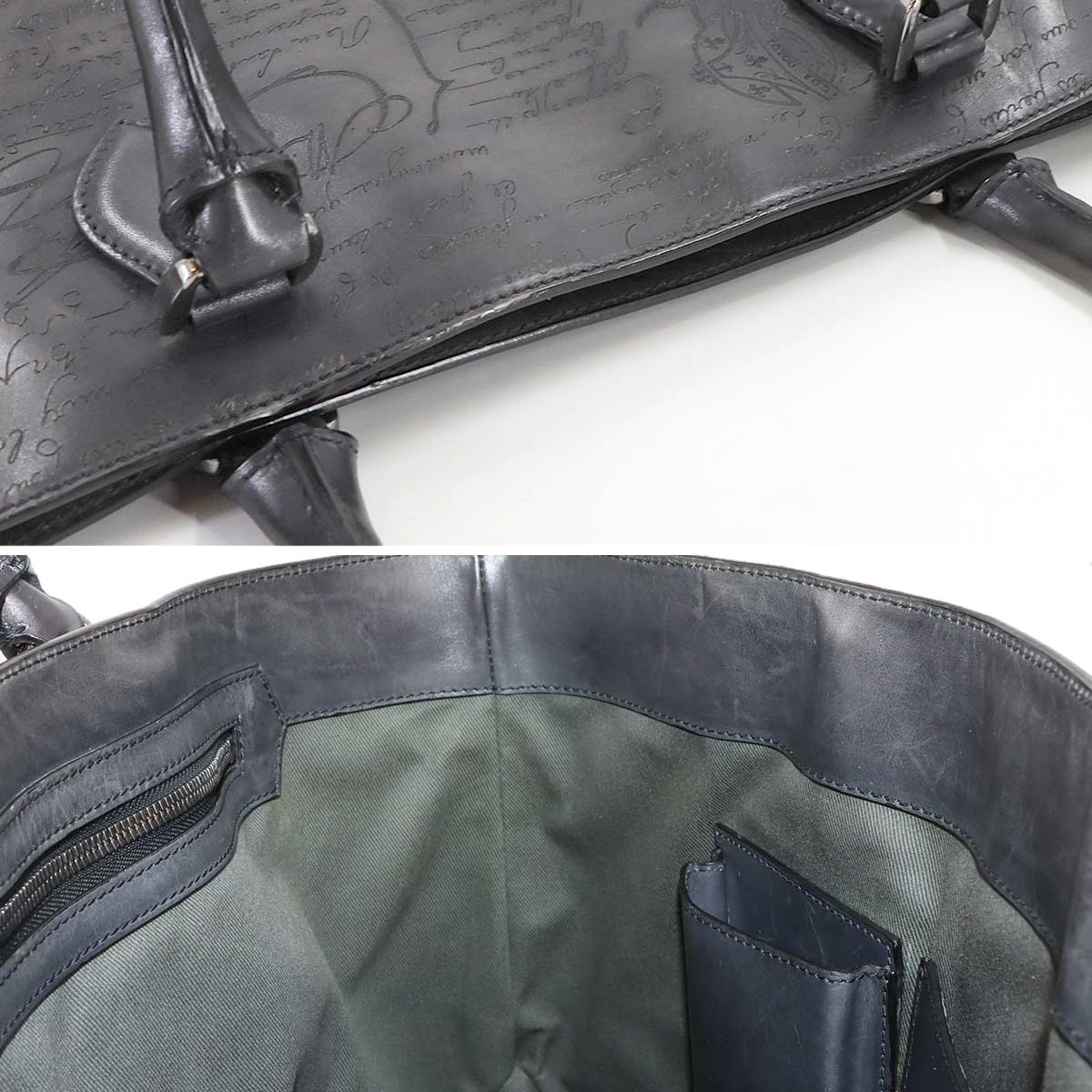 Calligraphy Toujours Tote Bag Venezia Leather Gray Purse