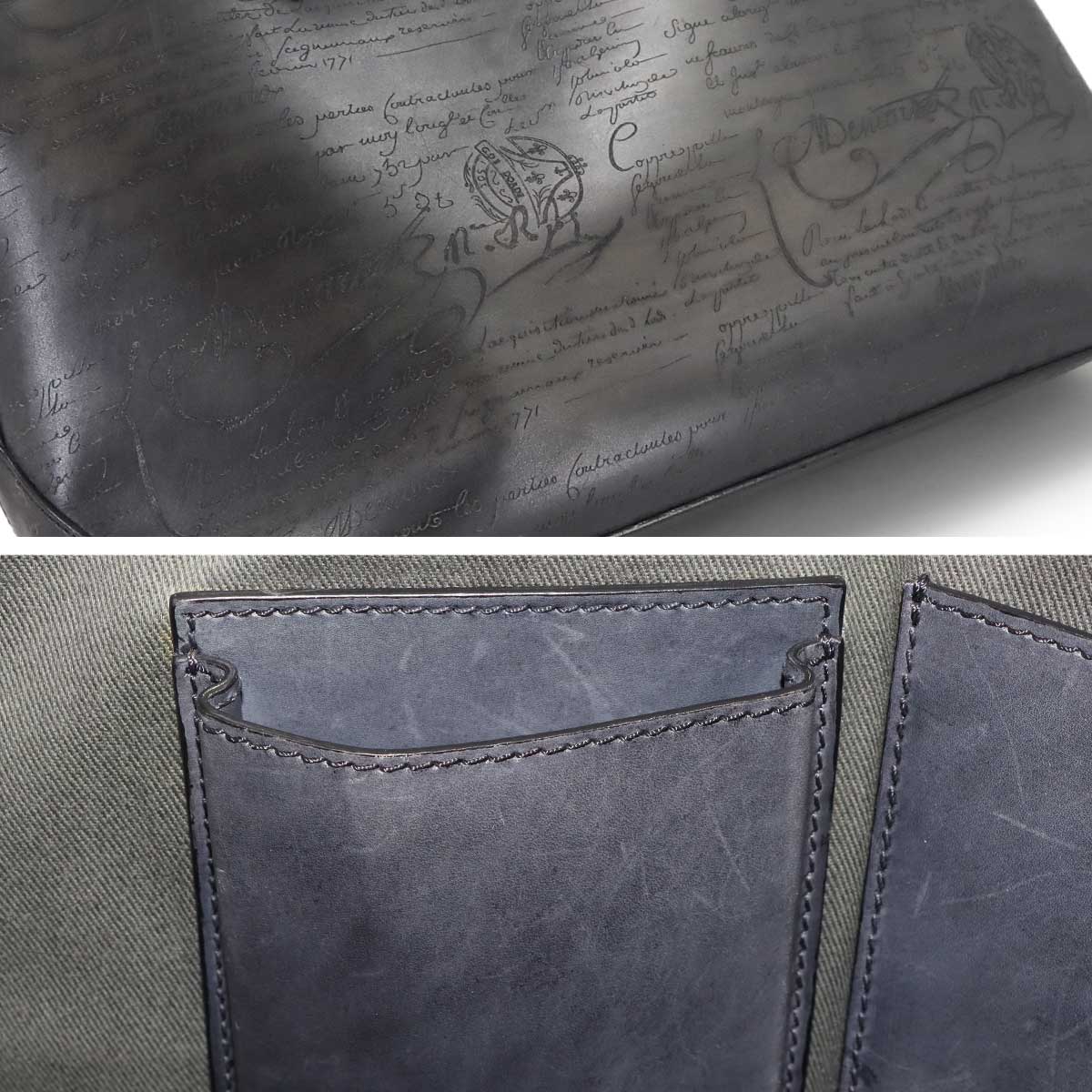 Calligraphy Toujours Tote Bag Venezia Leather Gray Purse