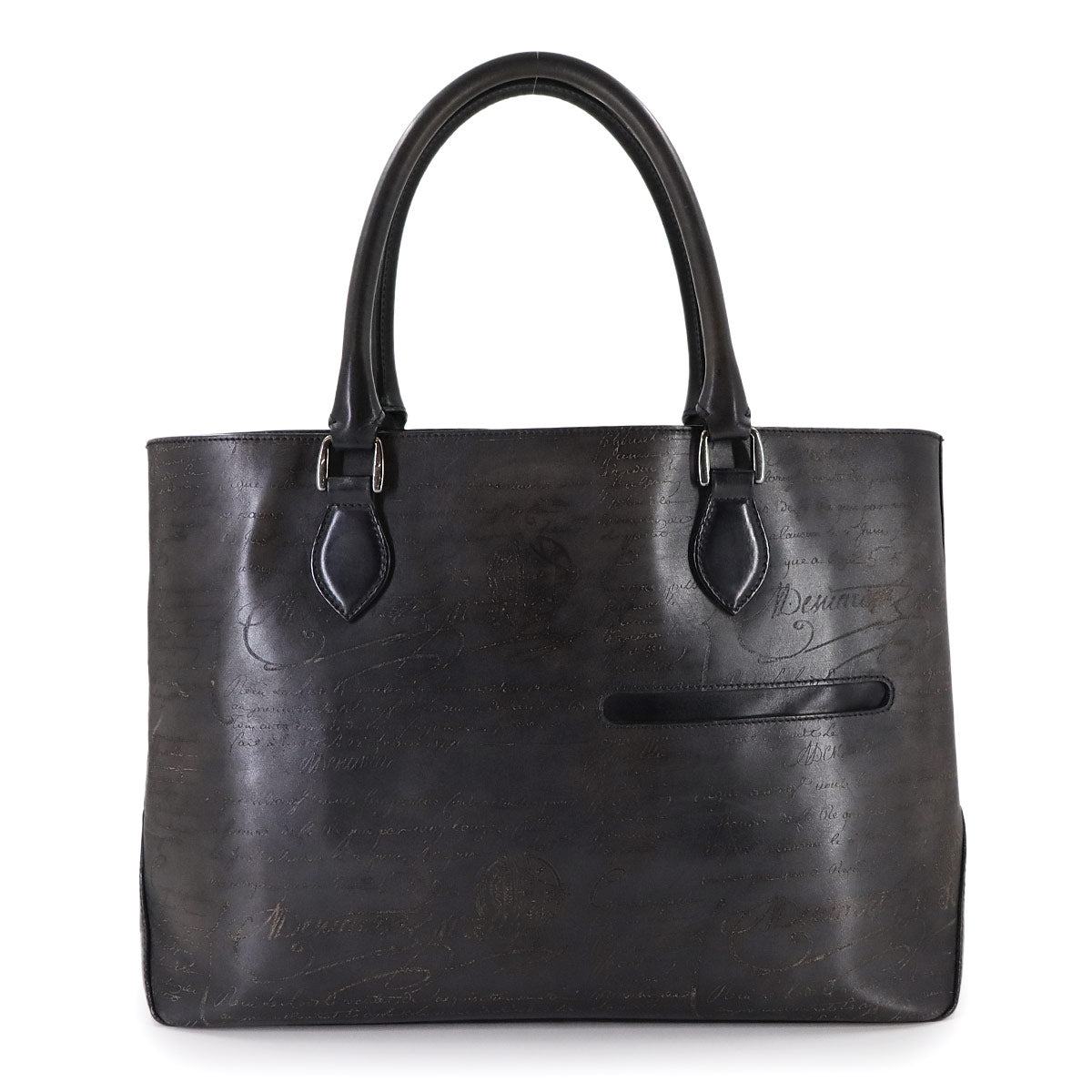 Calligraphy Toujours Tote Bag Venezia Leather Gray Purse