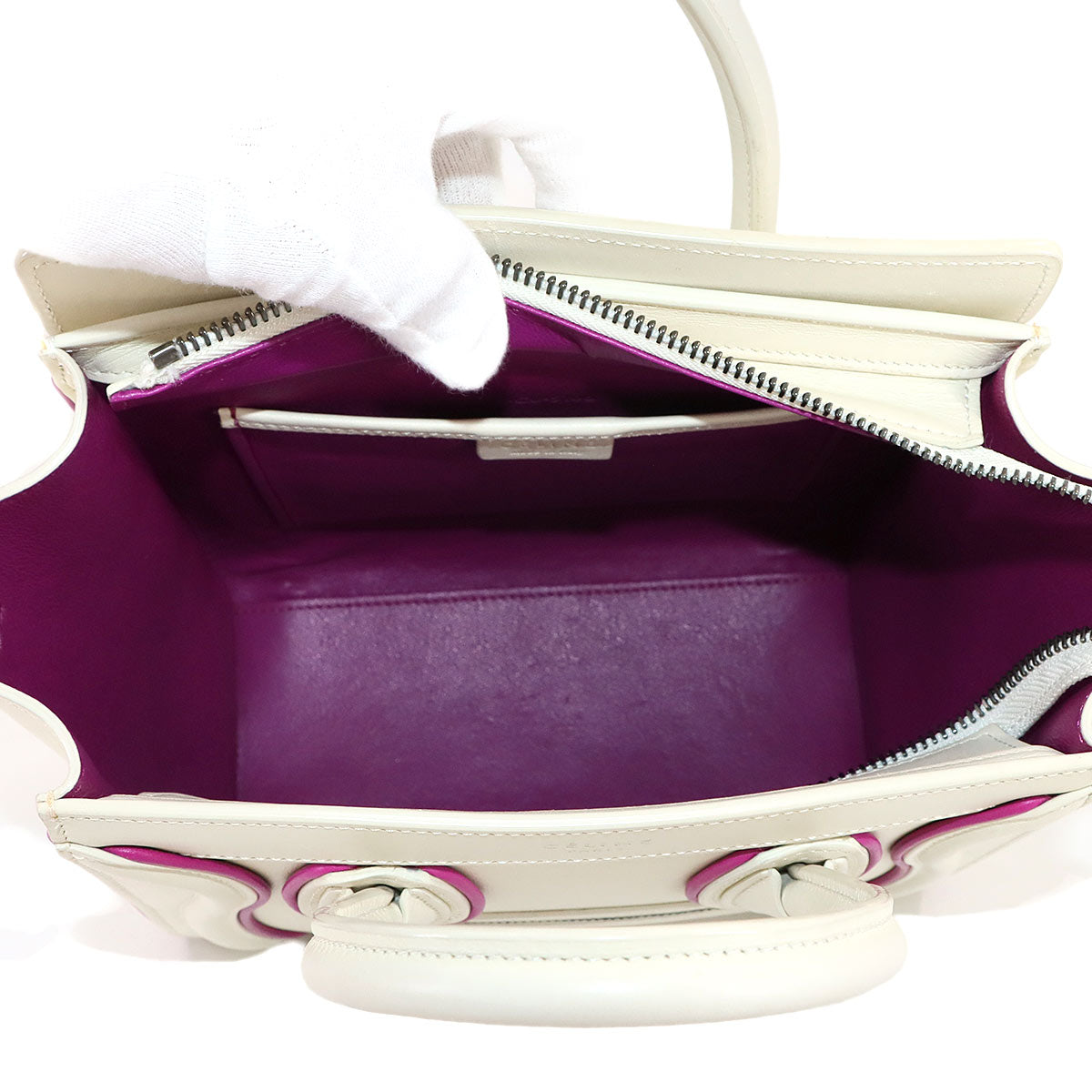 Luggage Nano Shopper Hand Shoulder Bag Leather White Pink