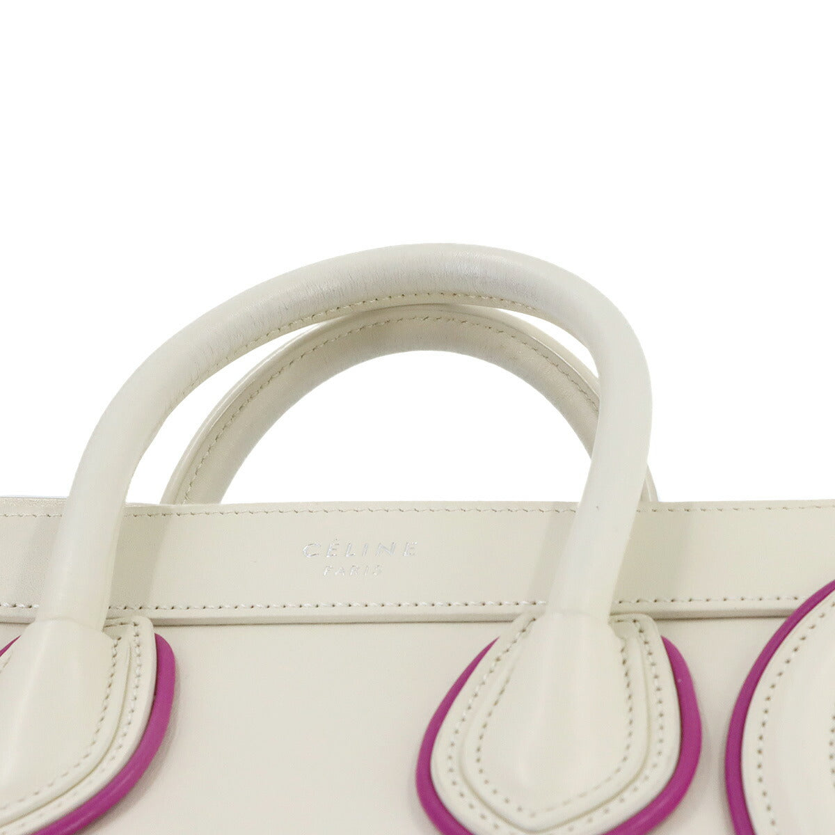 Luggage Nano Shopper Hand Shoulder Bag Leather White Pink