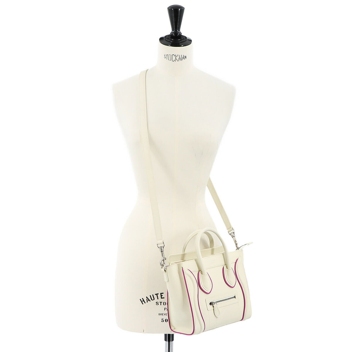 Luggage Nano Shopper Hand Shoulder Bag Leather White Pink