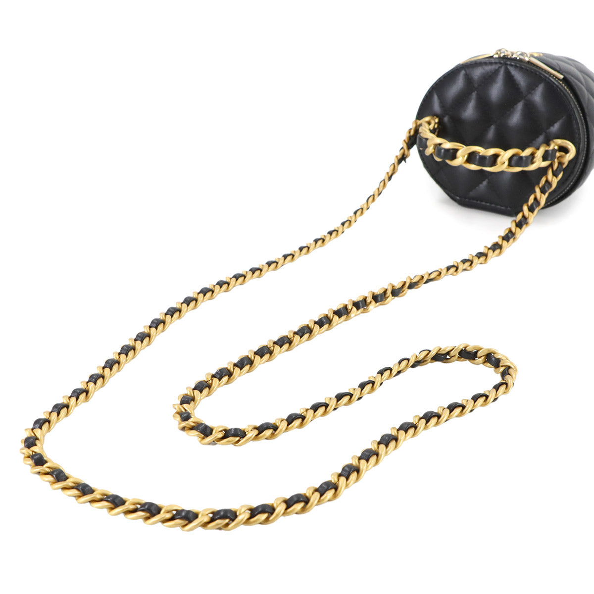 Matelasse Mini Vanity Chain Hand Shoulder Bag Leather Black