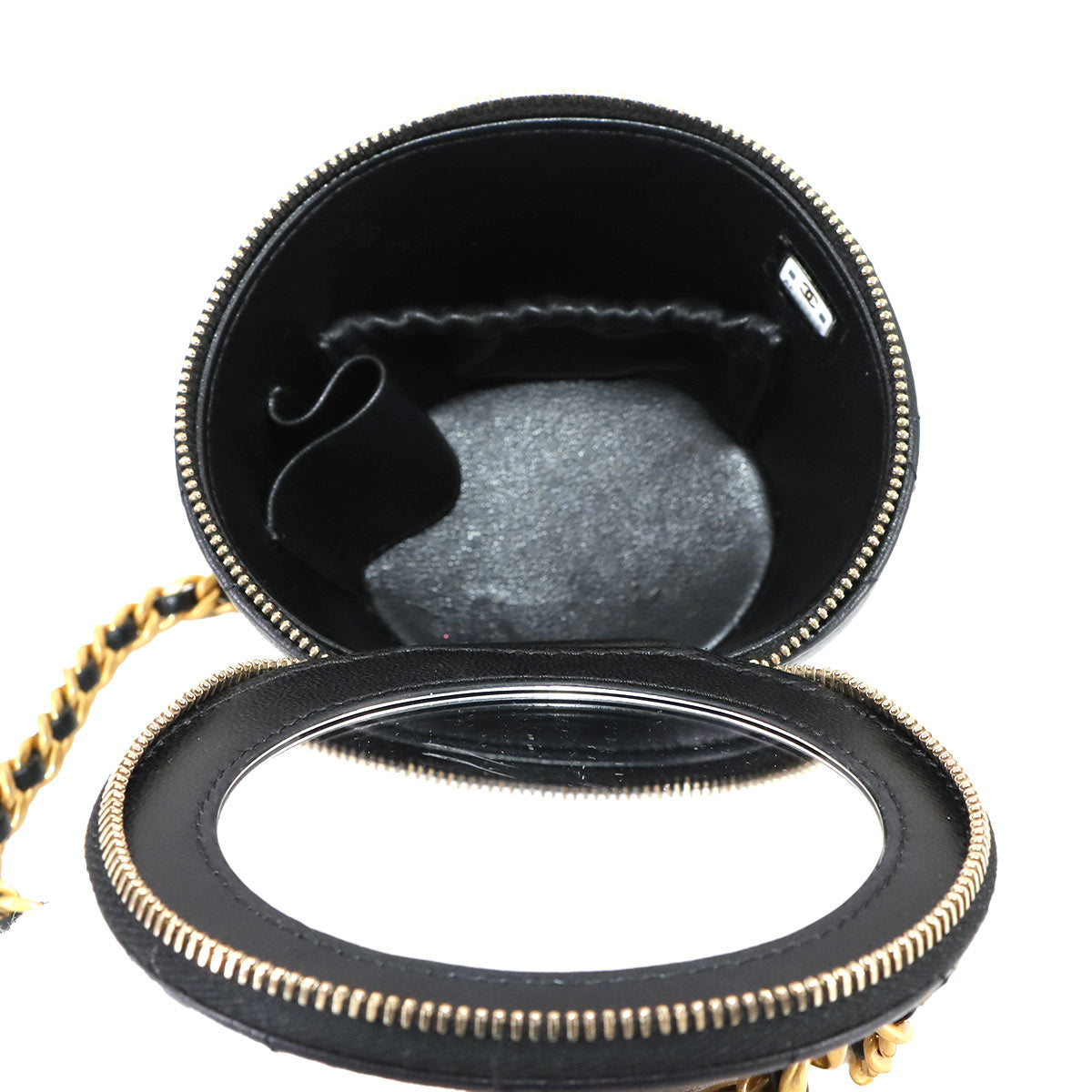 Matelasse Mini Vanity Chain Hand Shoulder Bag Leather Black