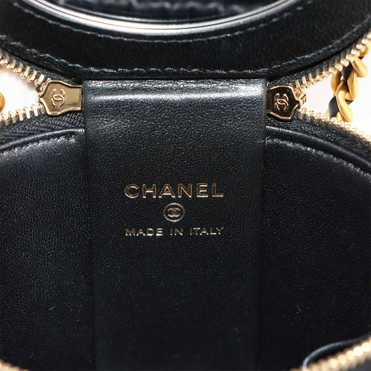 Matelasse Mini Vanity Chain Hand Shoulder Bag Leather Black