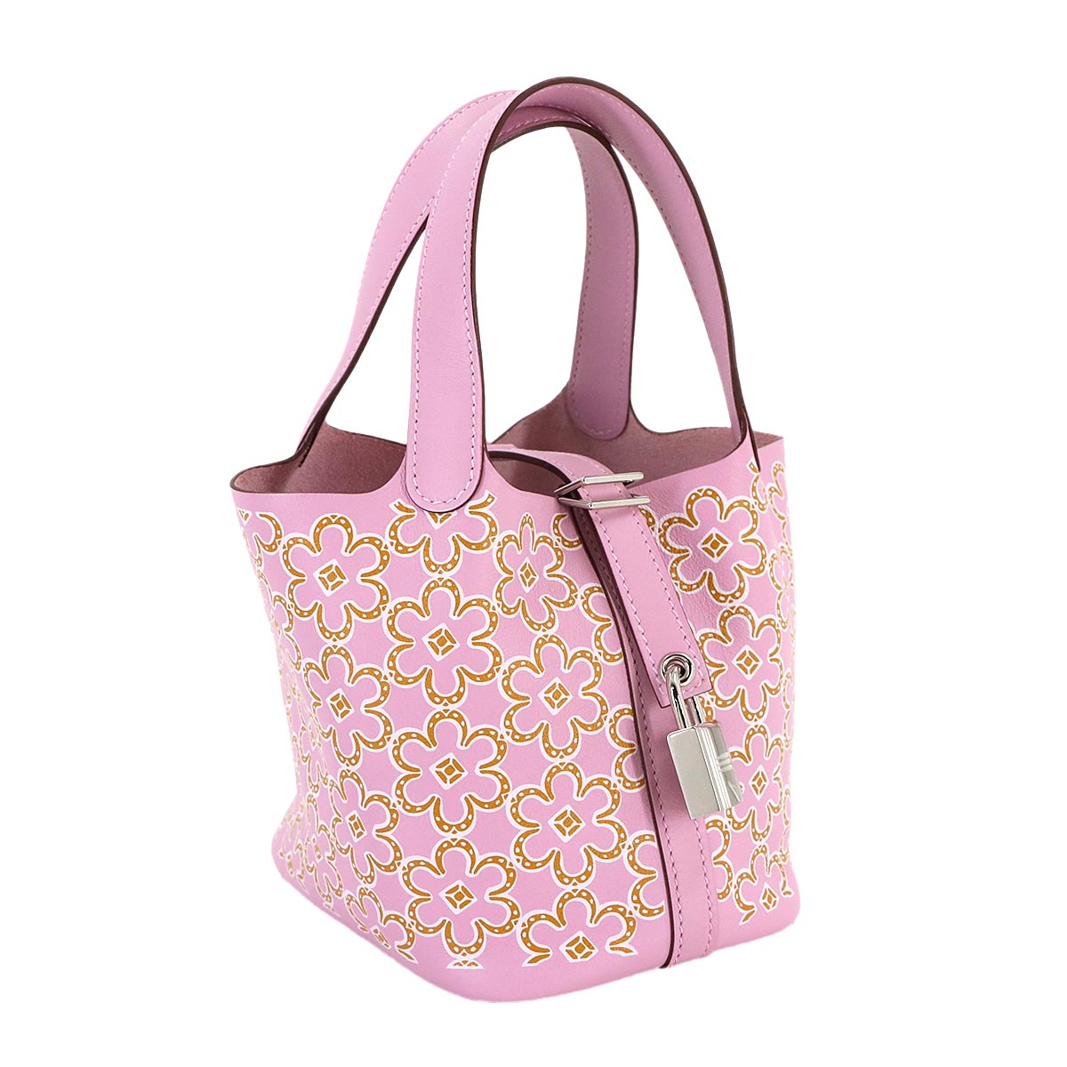 Picotin Lock Micro Lucky Daisy Hand Bag Swift Mauve sylvestre