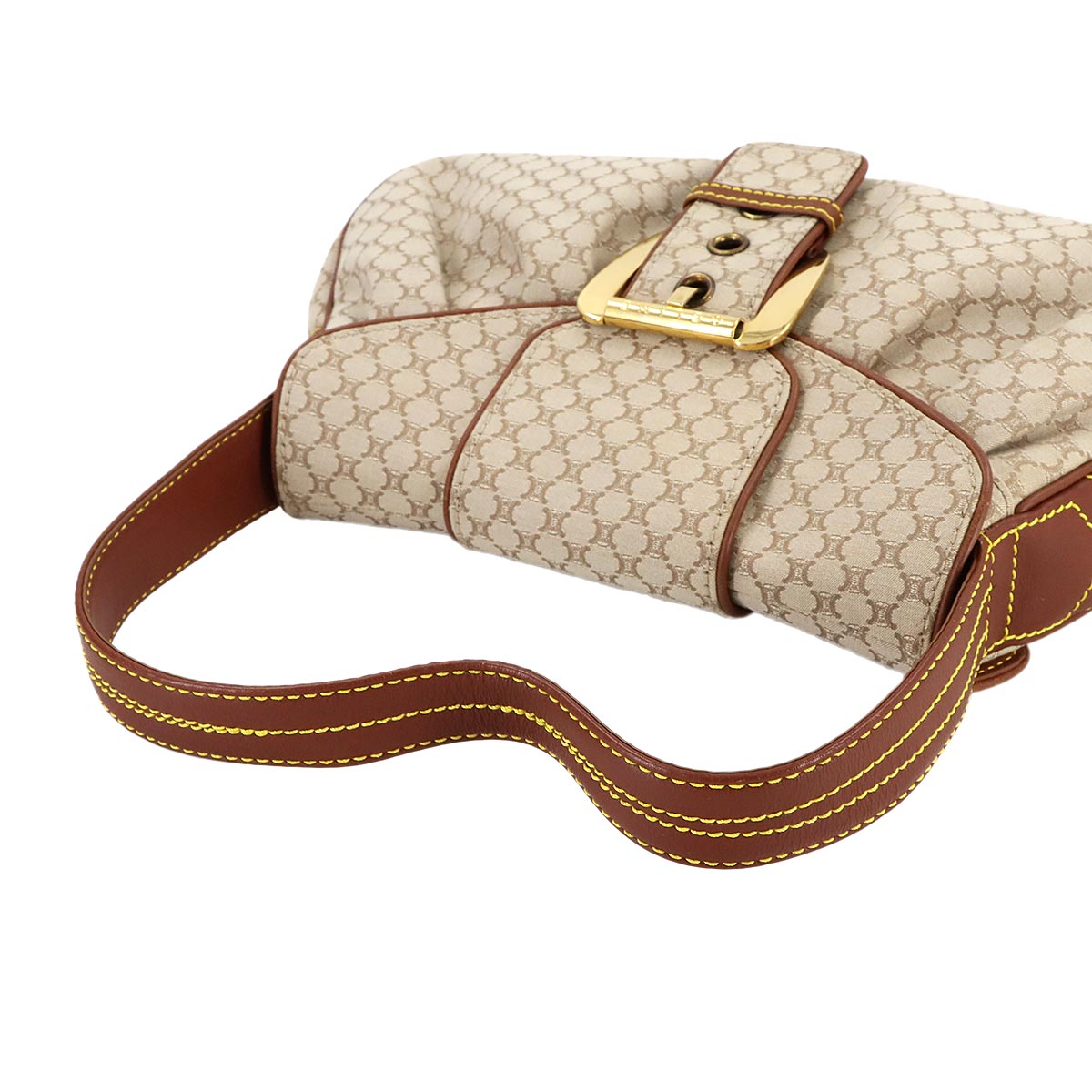 Macadam Hand Bag Canvas Leather Beige Brown Purse Vintage