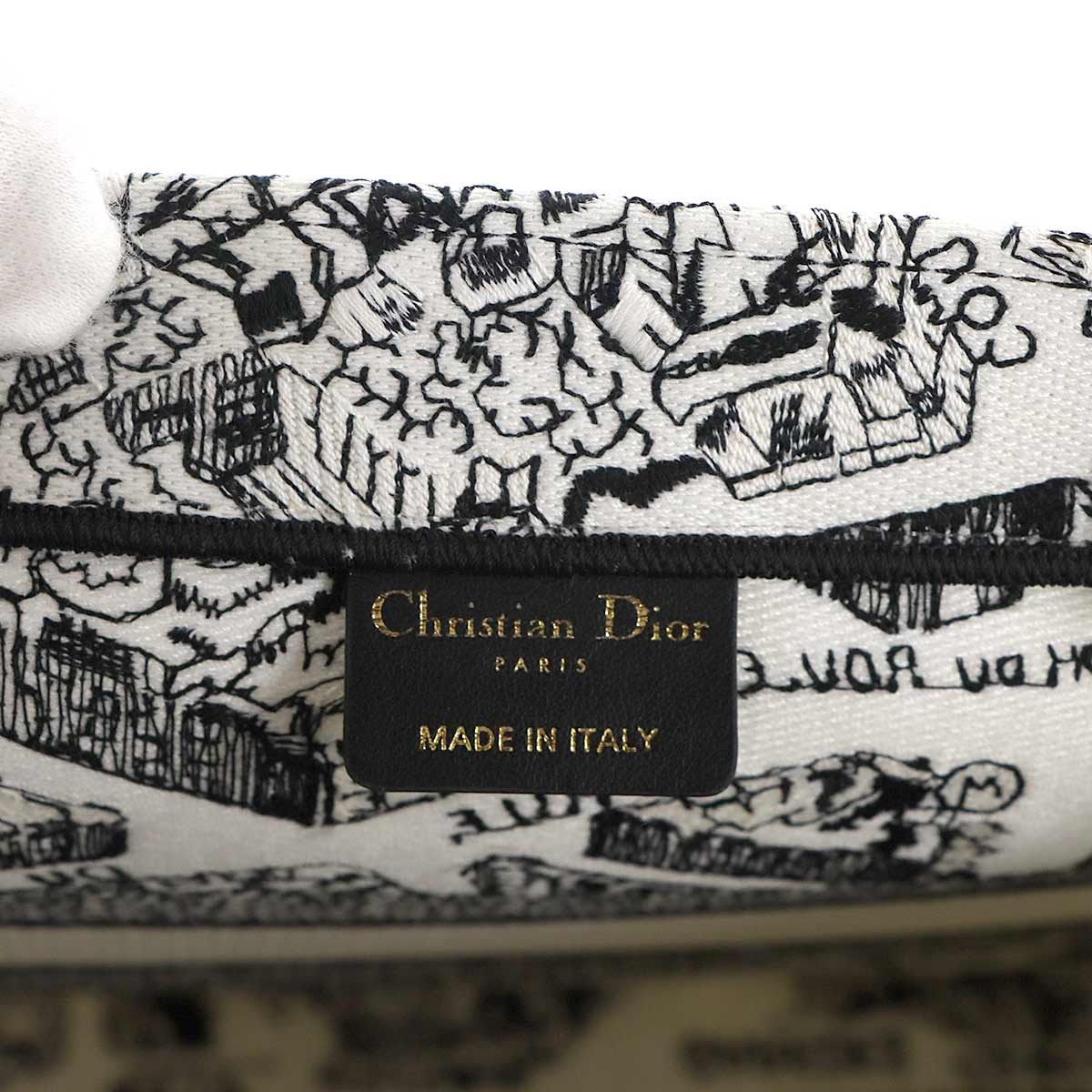 Christian Dior Plan de Paris Book Tote Bag Medium Canvas White Black