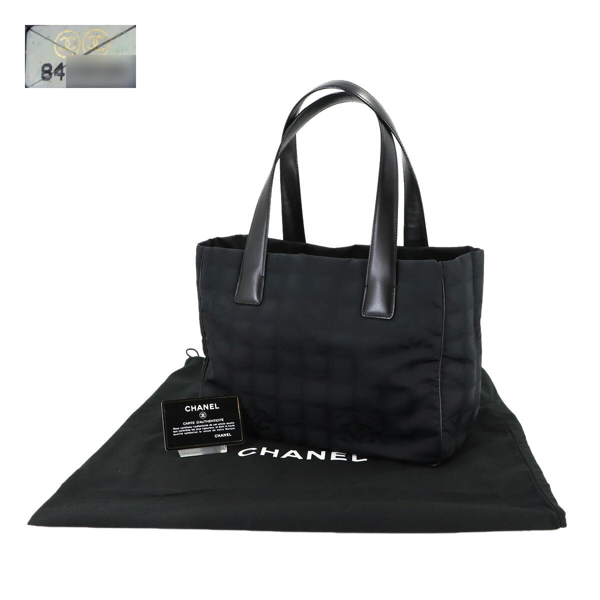New Travel Line Tote PM Bag Nylon Jacquard Leather Black A20457