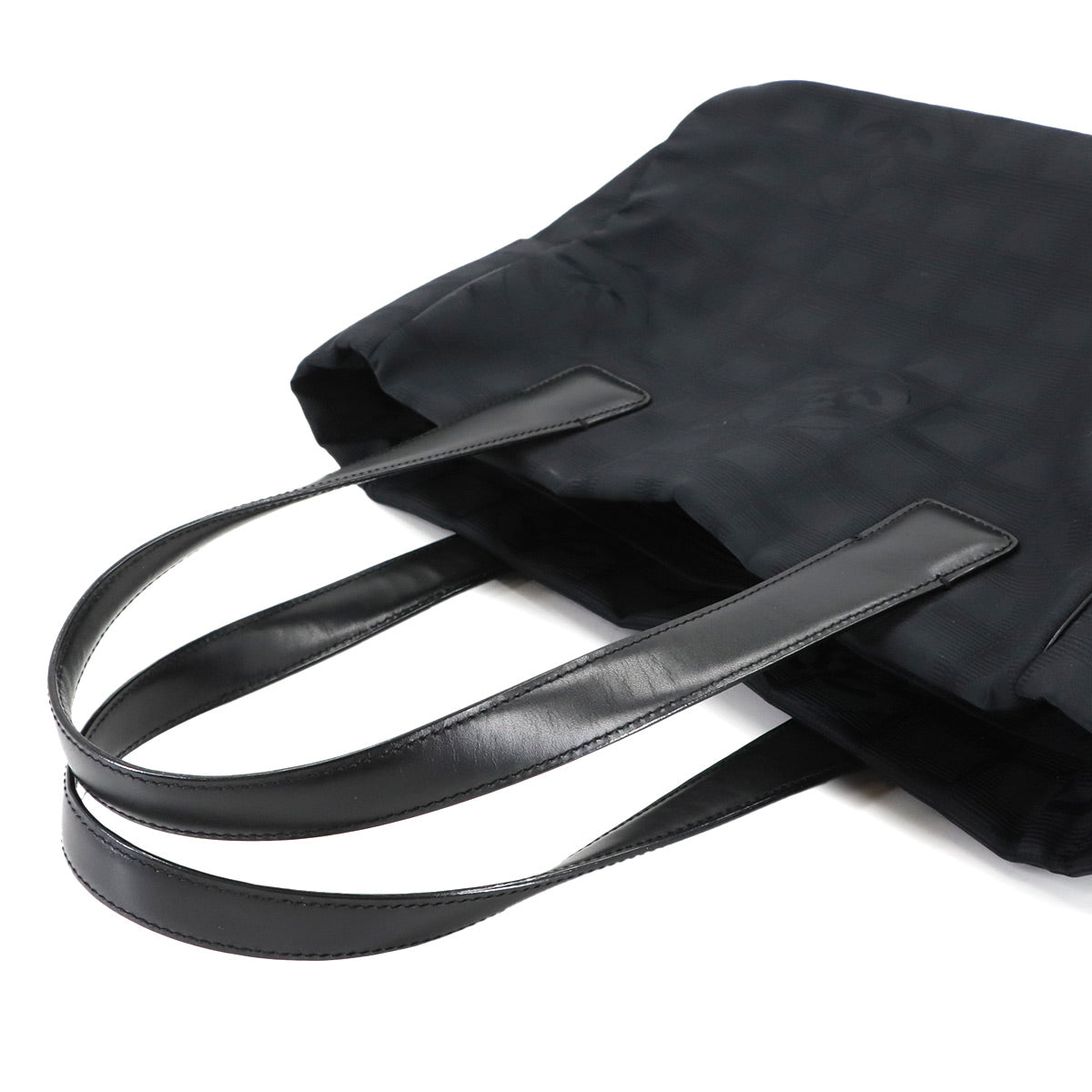 New Travel Line Tote PM Bag Nylon Jacquard Leather Black A20457