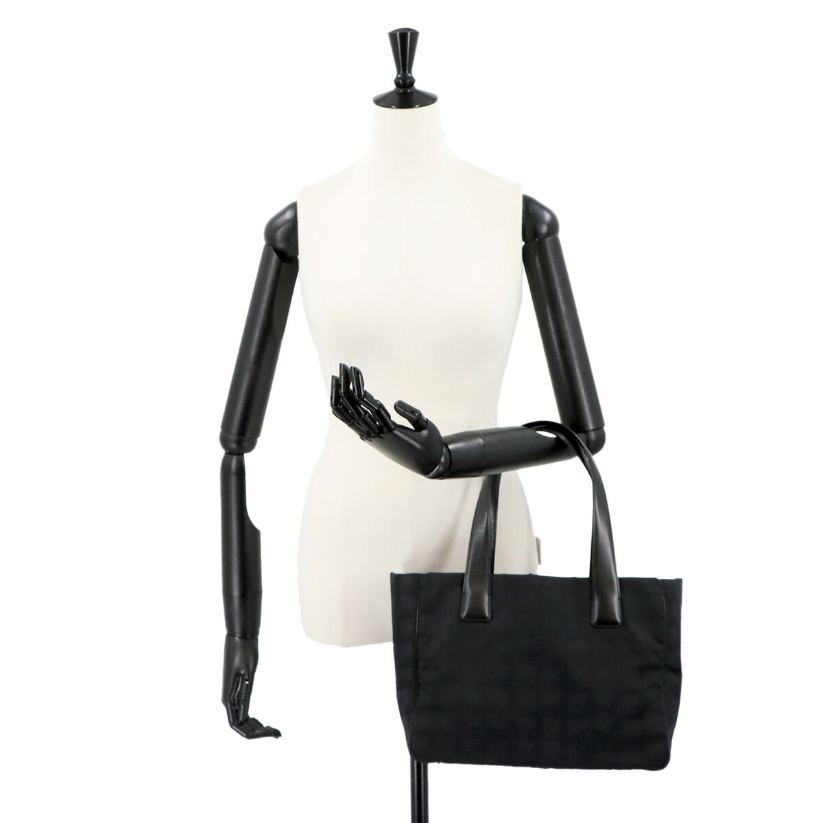 New Travel Line Tote PM Bag Nylon Jacquard Leather Black A20457