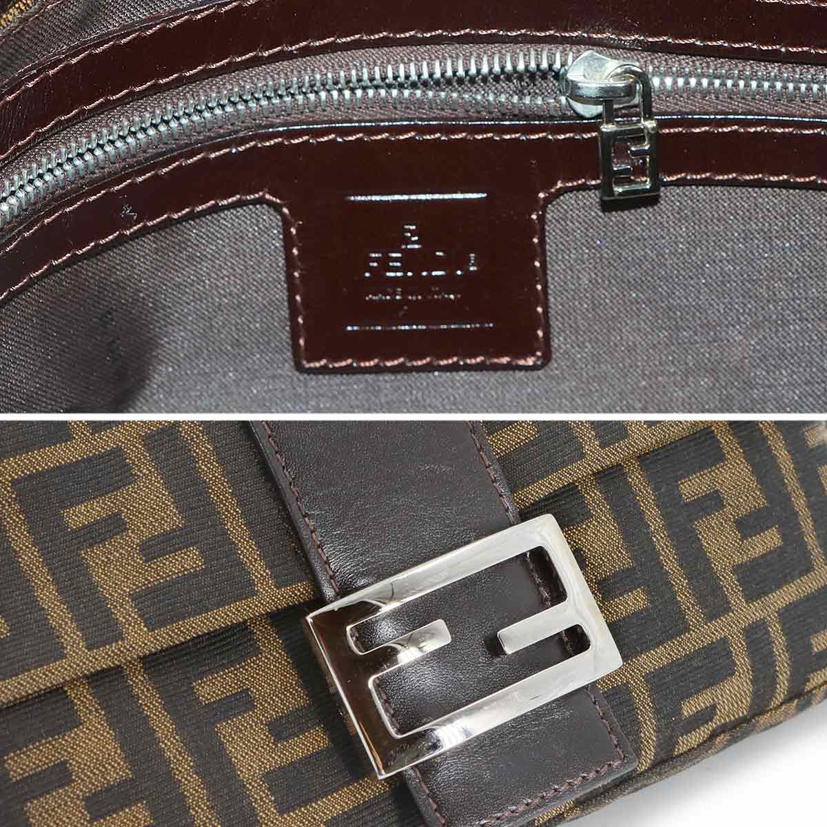 Zucca Mamma Baguette Shoulder Bag Canvas Leather Brown 26424