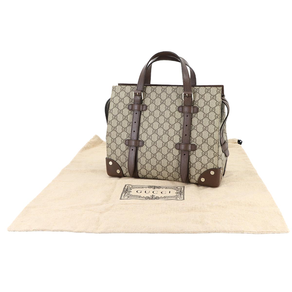 GG Supreme Tote Bag Beige Brown Leather 643814 Purse
