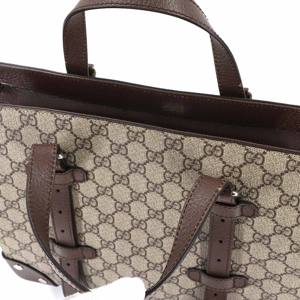 GG Supreme Tote Bag Beige Brown Leather 643814 Purse