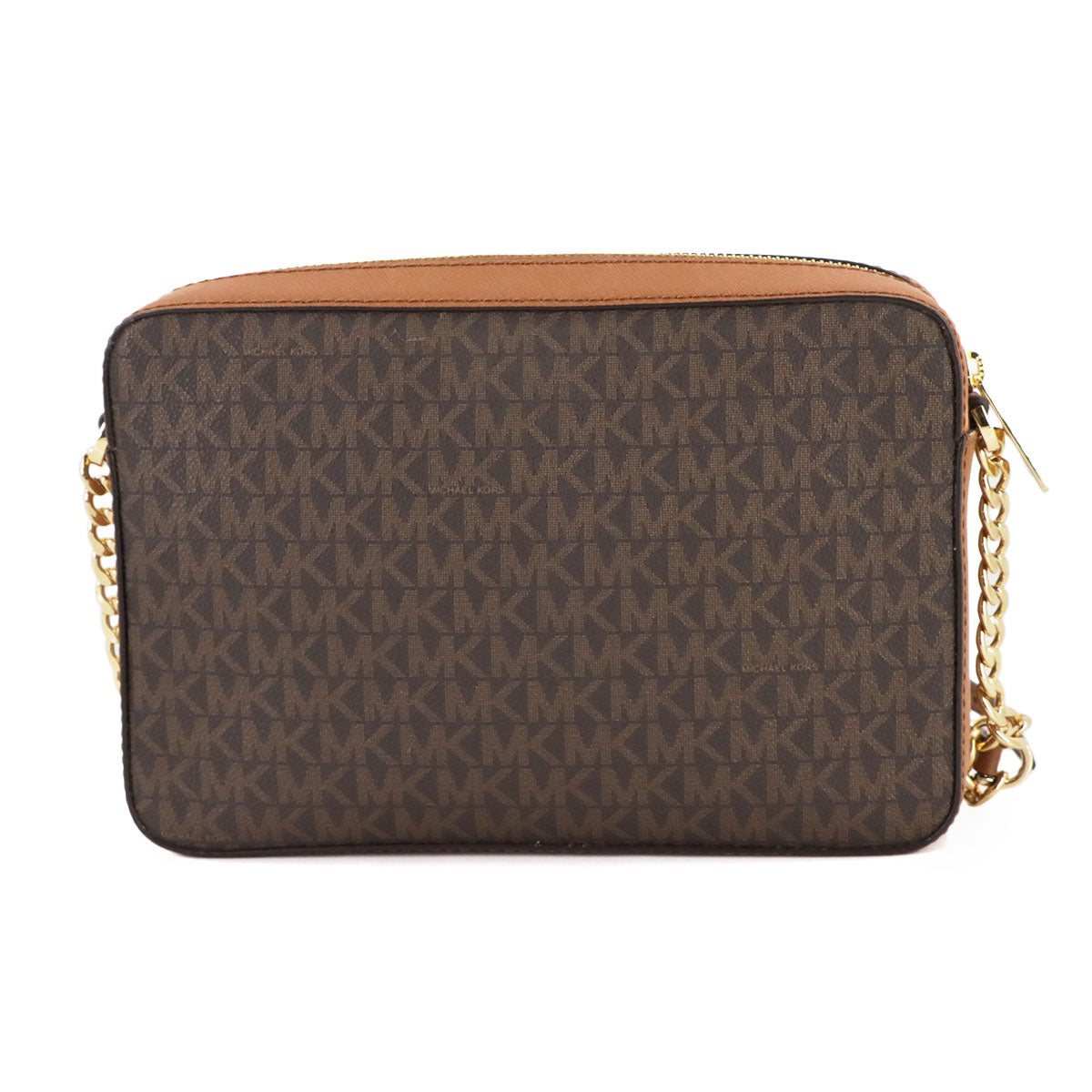 Chain Shoulder Bag PVC Leather Brown Purse