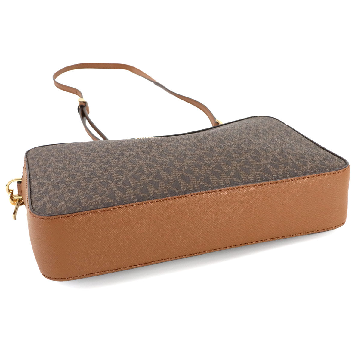 Chain Shoulder Bag PVC Leather Brown Purse
