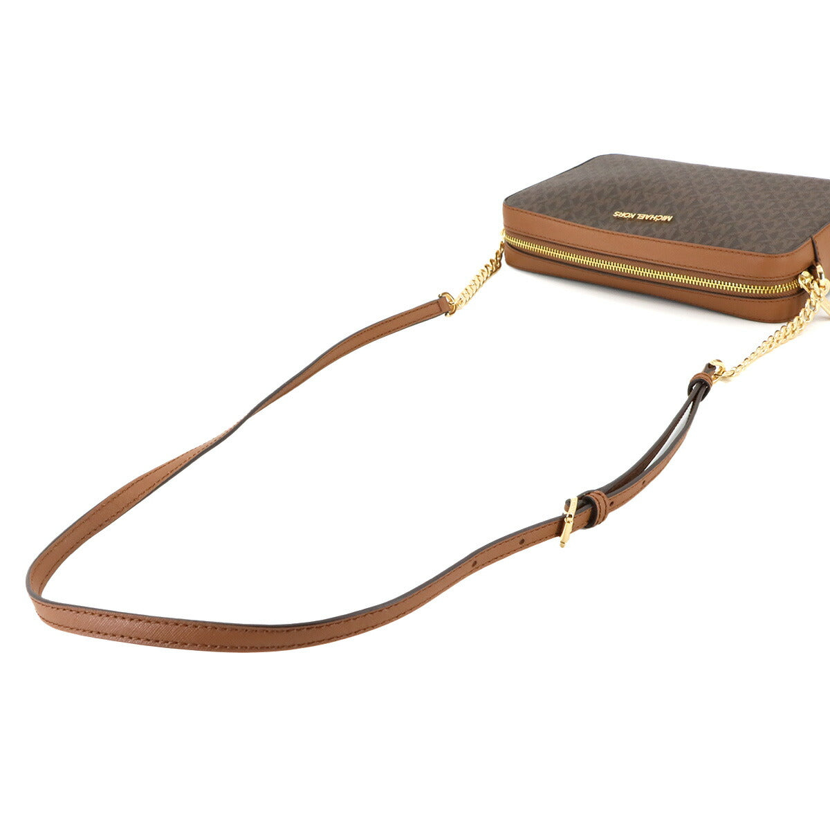 Chain Shoulder Bag PVC Leather Brown Purse