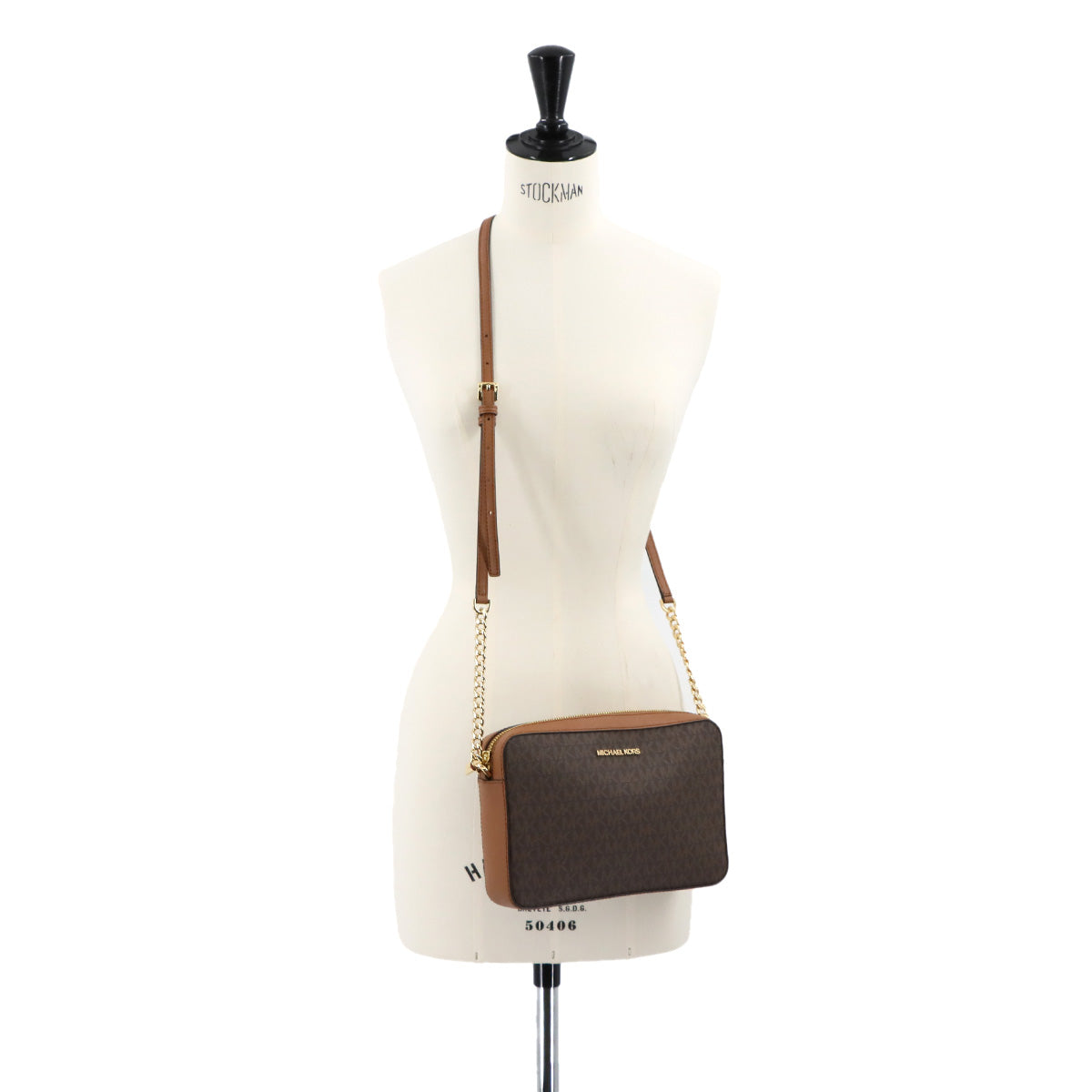 Chain Shoulder Bag PVC Leather Brown Purse