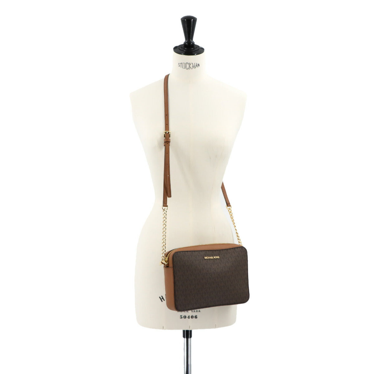 Chain Shoulder Bag PVC Leather Brown Purse