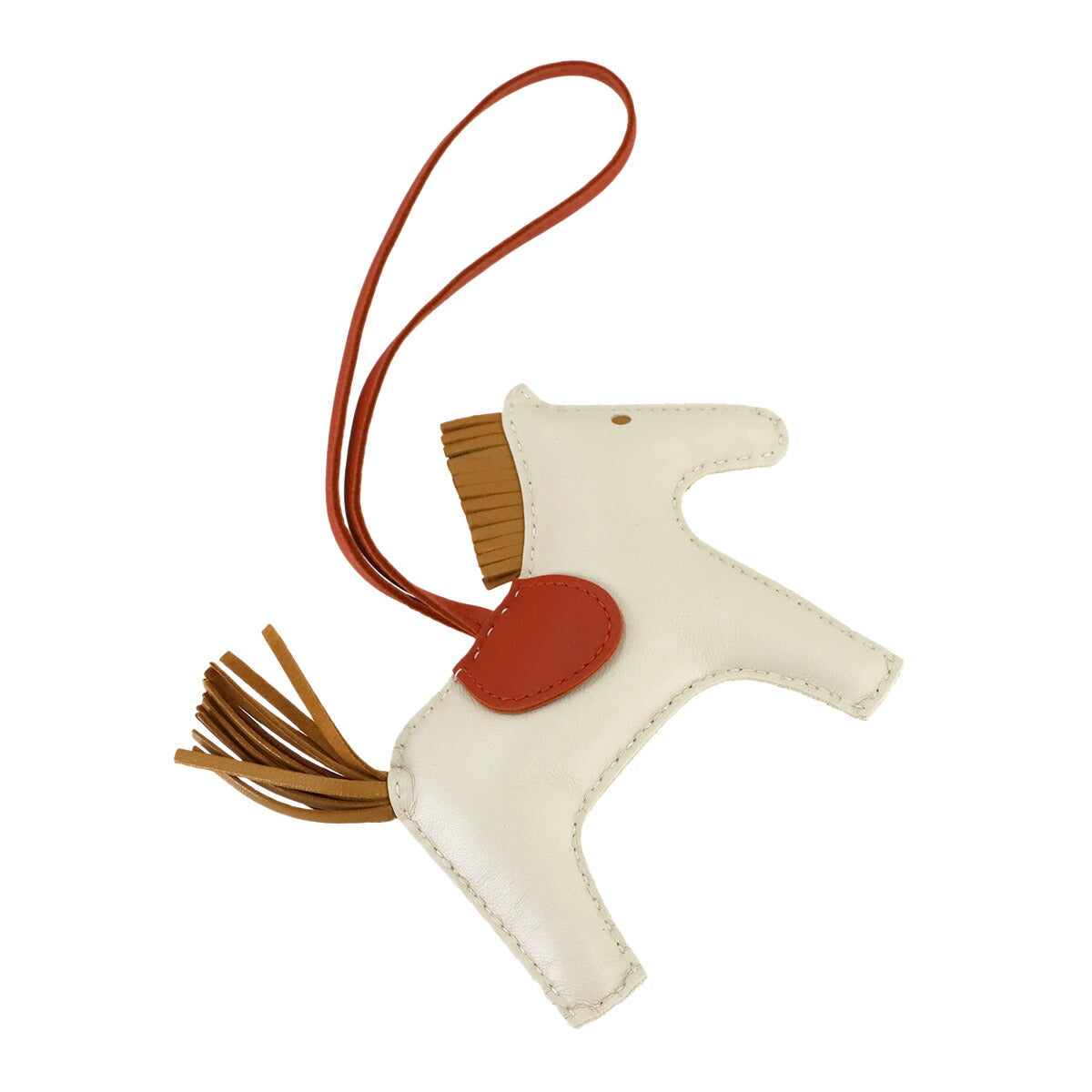 Rodeo MM Bag Charm Agneau Milo Craie Sesami Cornaline Y