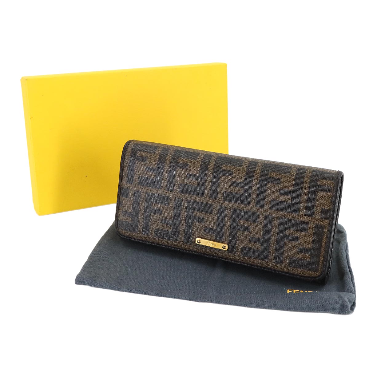 Zucca Long Wallet PVC Leather Brown Black 8M0297 Purse