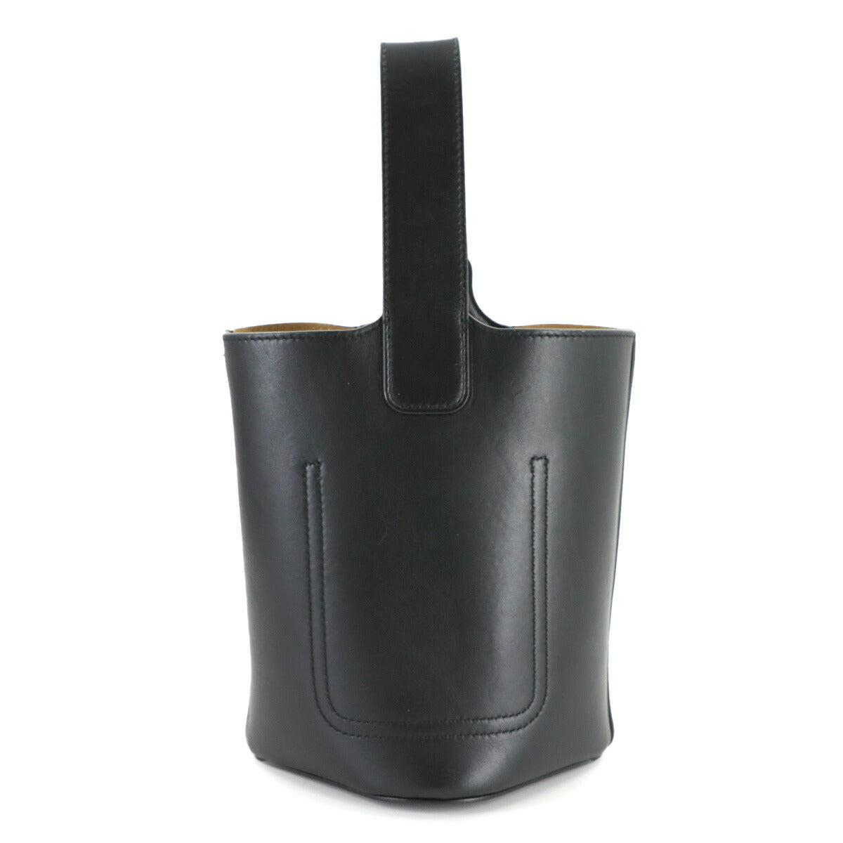 Pebble Bucket Bag Mini Hand Shoulder Bag Leather Black Purse
