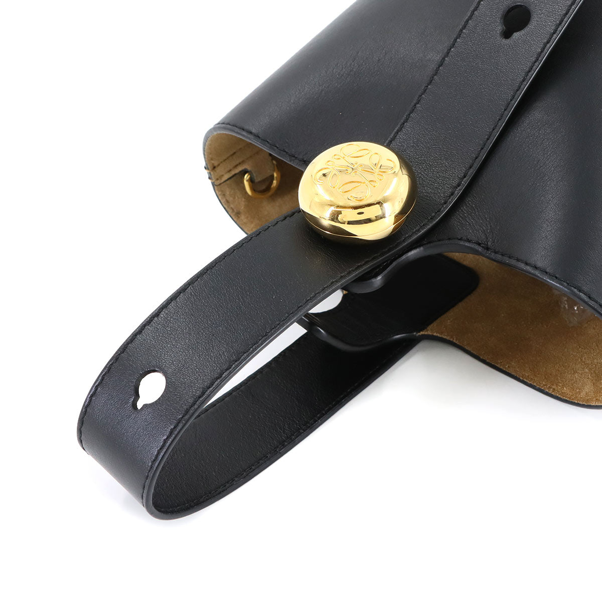 Pebble Bucket Bag Mini Hand Shoulder Bag Leather Black Purse