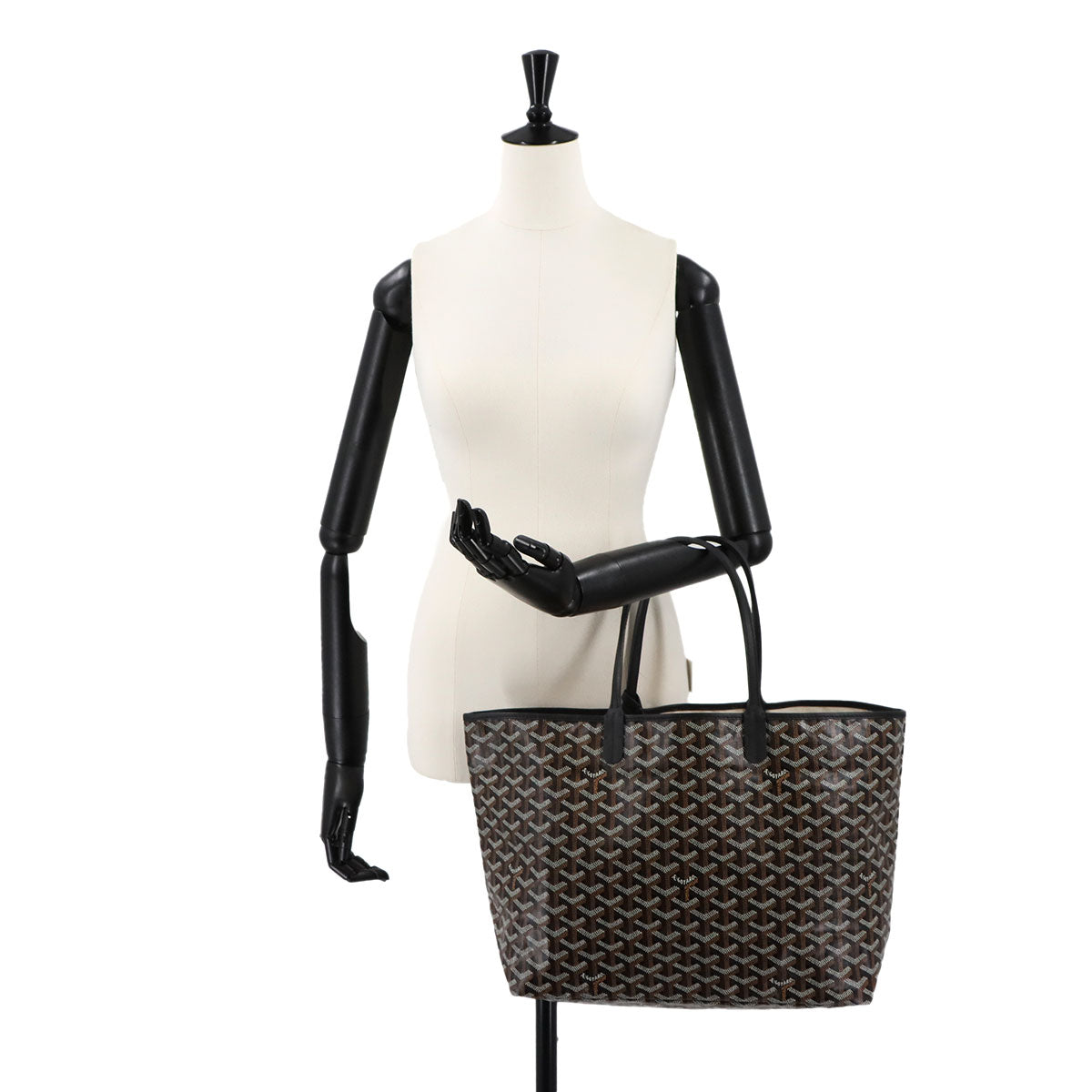 Saint Louis PM Tote Bag PVC Leather Black Herringbone Unisex