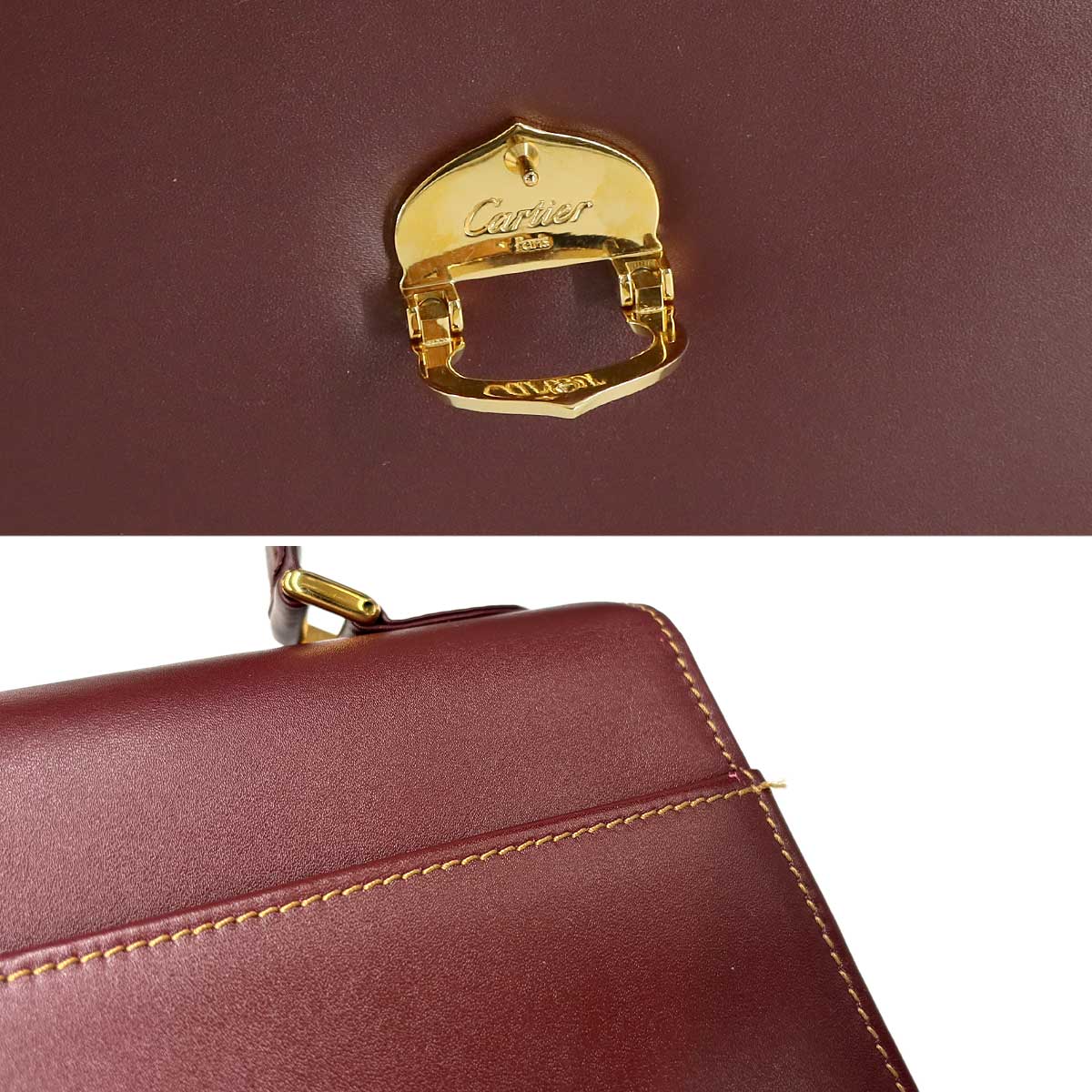 Must Line Hand Bag Leather Bordeaux Purse