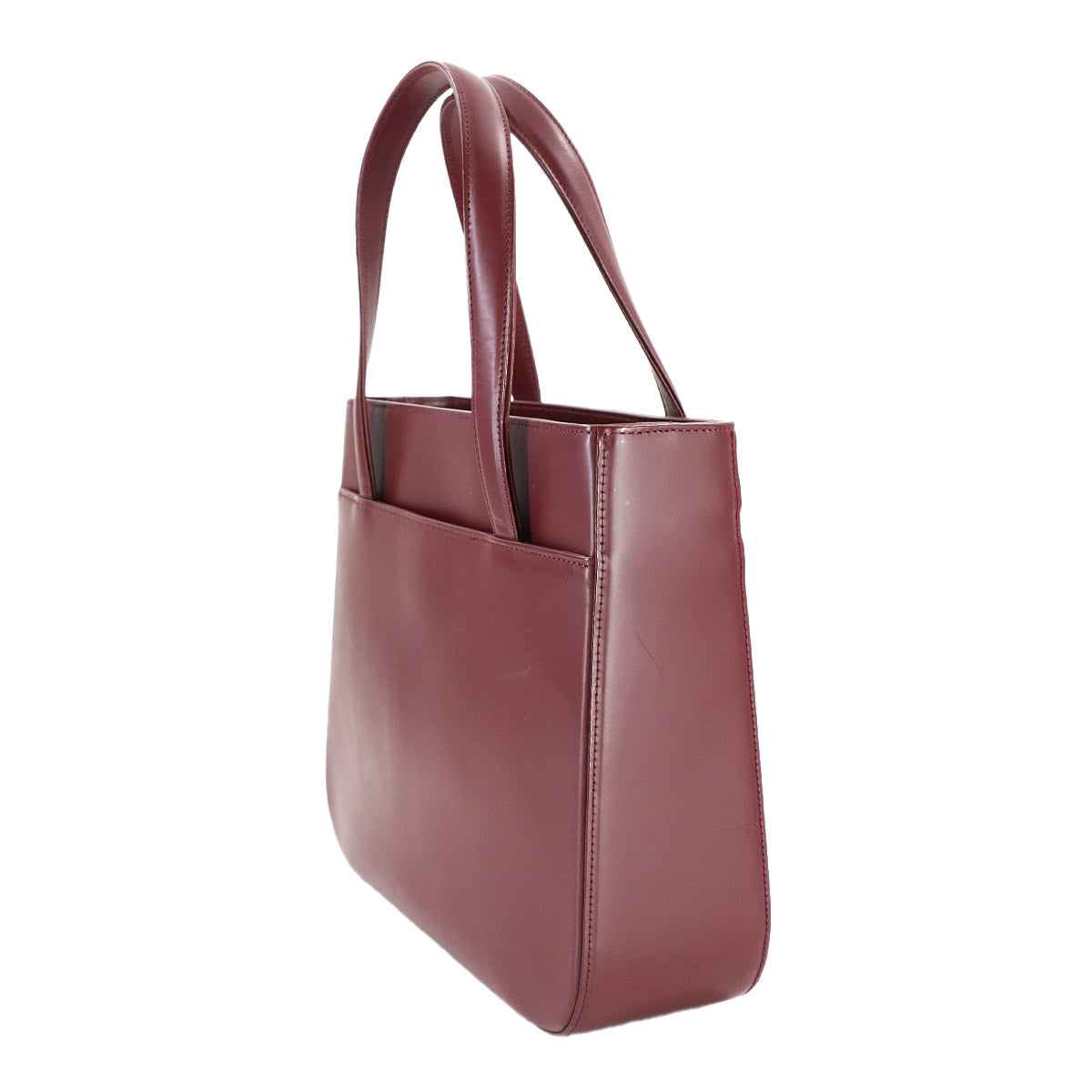 Plaid Hand Bag Leather Canvas Bordeaux Haymarket