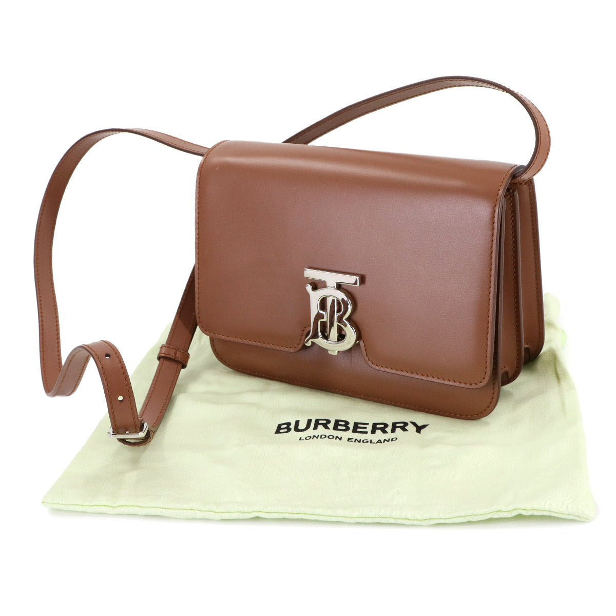 Small TB Shoulder Bag Leather Brown Purse