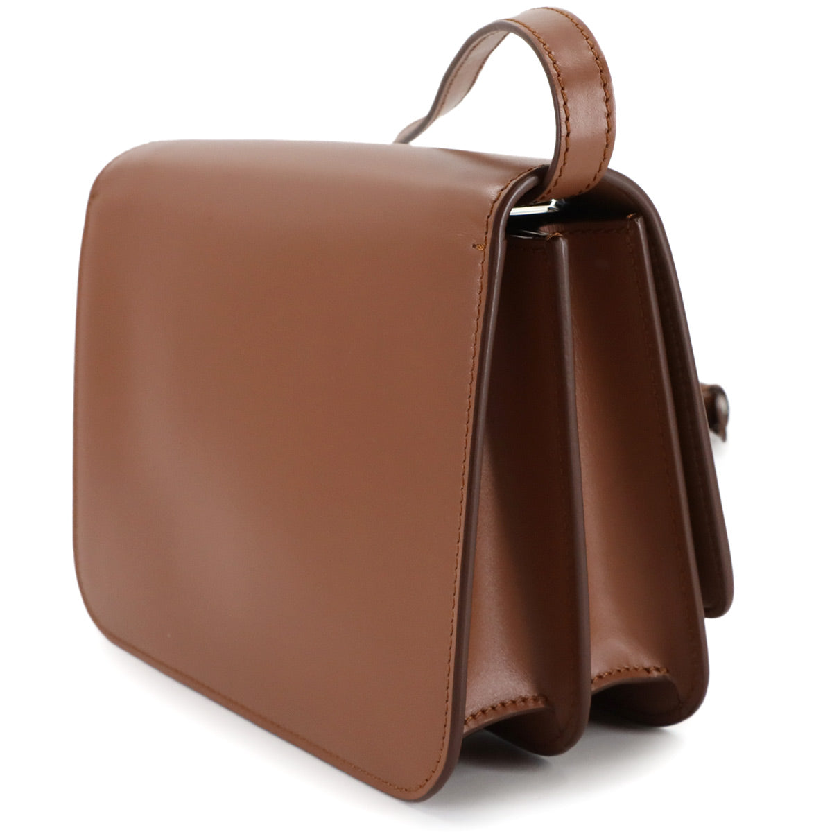 Small TB Shoulder Bag Leather Brown Purse