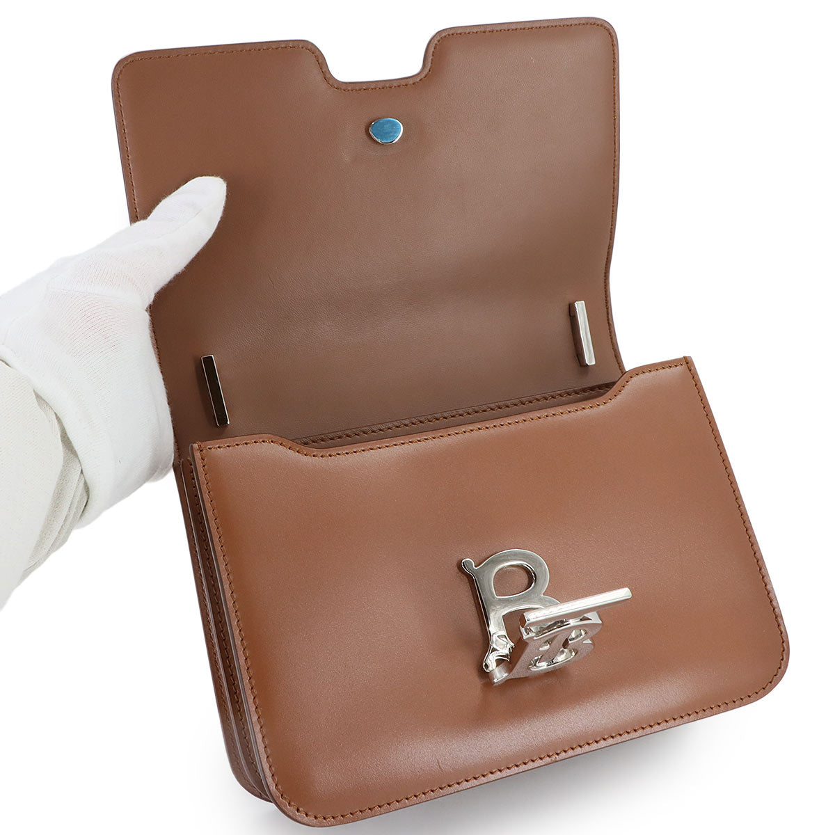 Small TB Shoulder Bag Leather Brown Purse