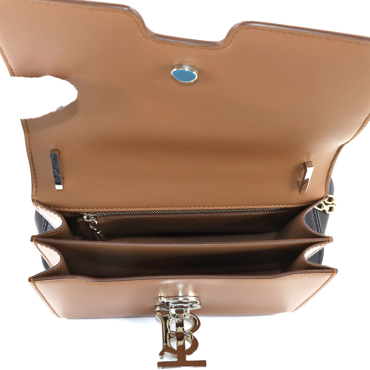 Small TB Shoulder Bag Leather Brown Purse