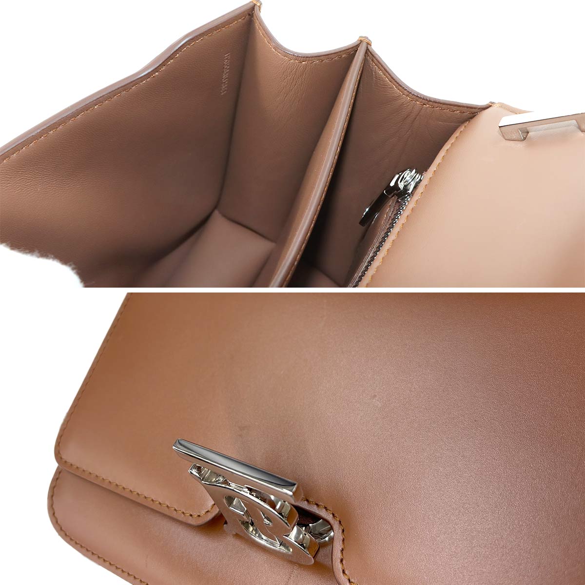 Small TB Shoulder Bag Leather Brown Purse