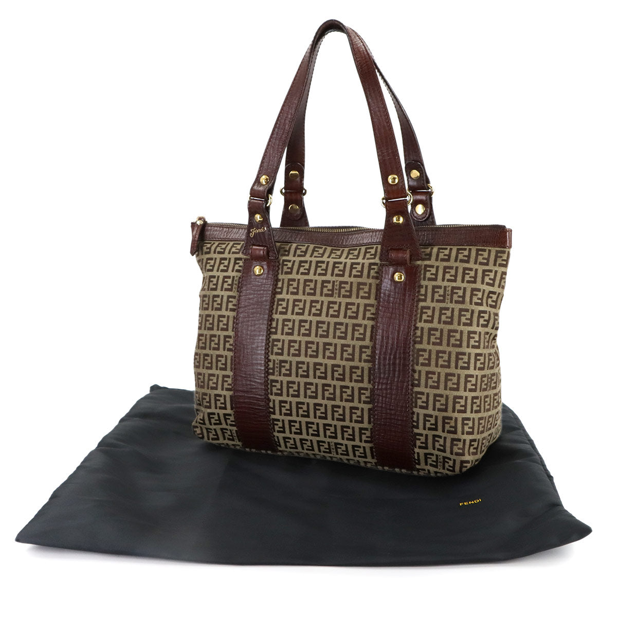 Zucchino Tote Bag Canvas Leather Beige Brown 8BH179 FF Purse