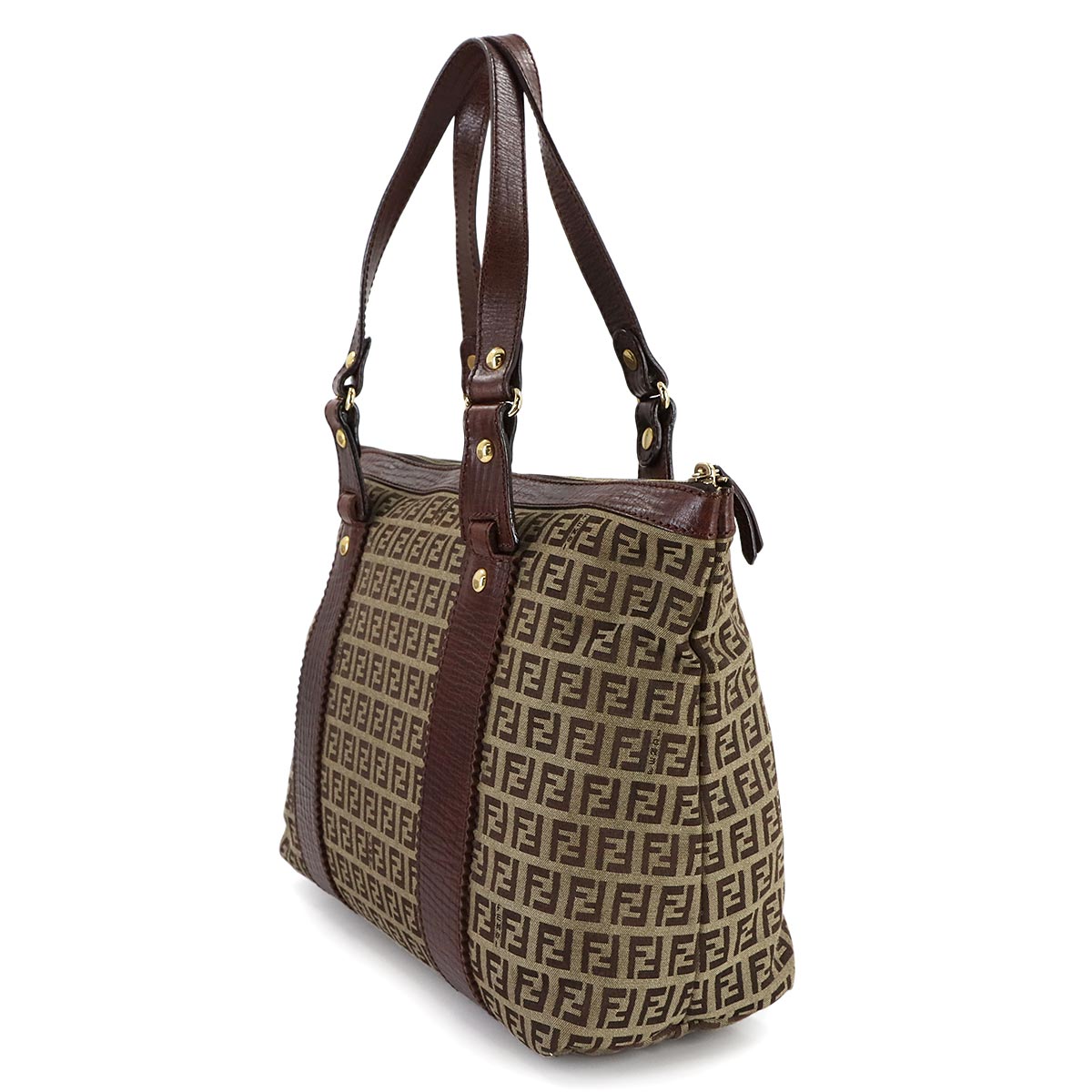 Zucchino Tote Bag Canvas Leather Beige Brown 8BH179 FF Purse