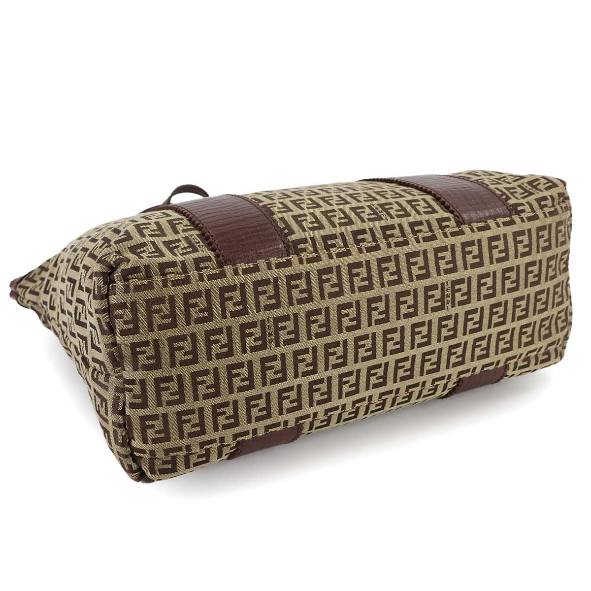Zucchino Tote Bag Canvas Leather Beige Brown 8BH179 FF Purse
