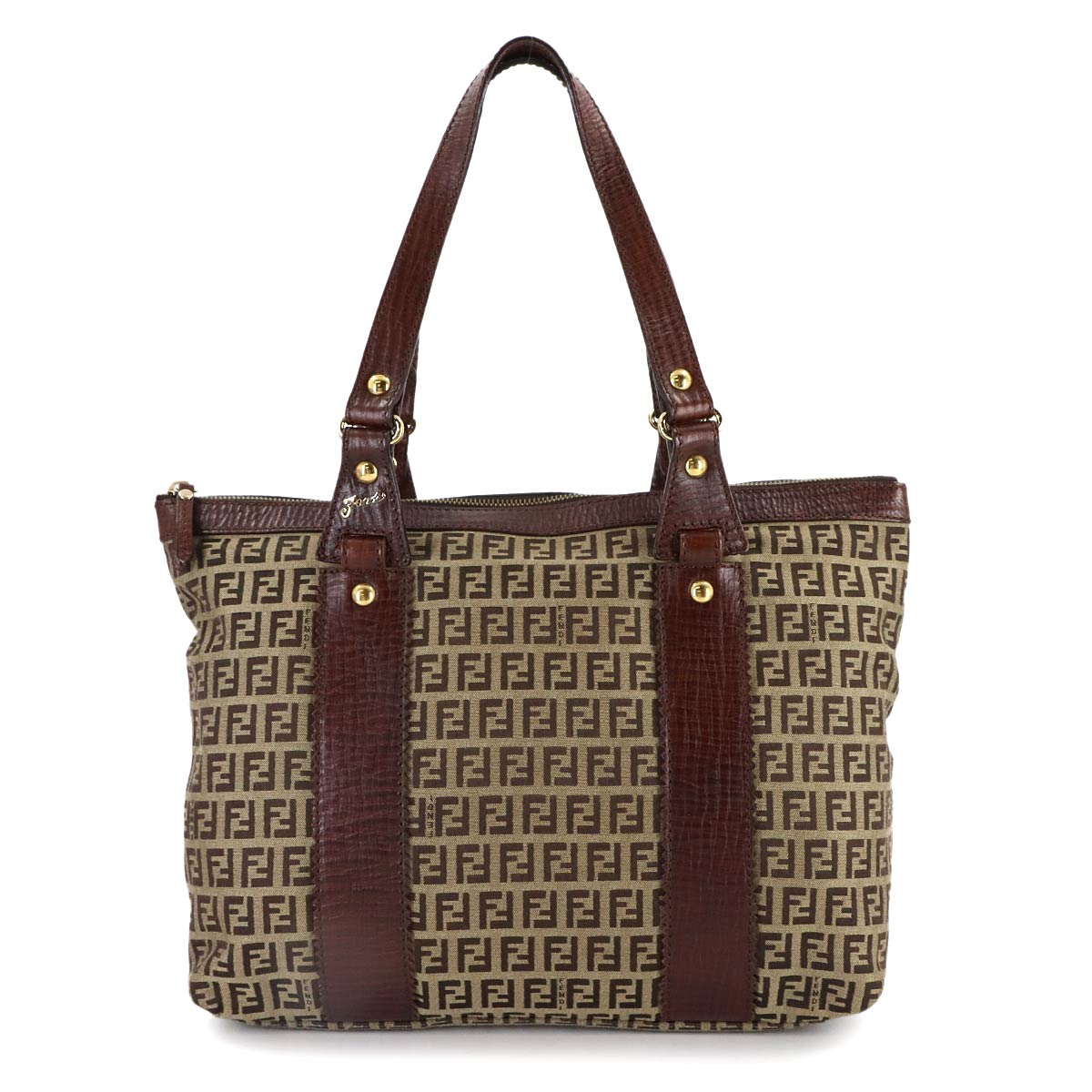 Zucchino Tote Bag Canvas Leather Beige Brown 8BH179 FF Purse