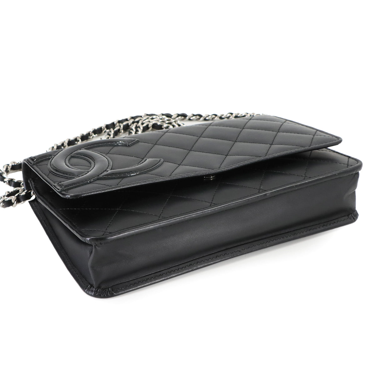 Cambon Line Chain Long Wallet Leather Enamel Black A46646