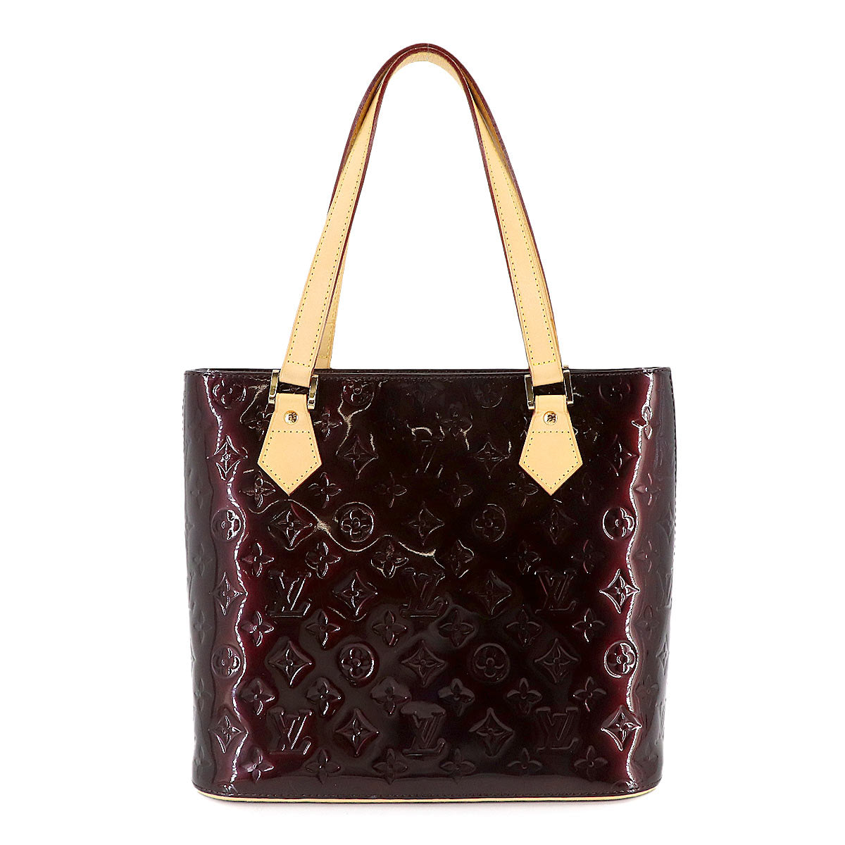 Monogram Vernis Houston Tote Bag Enamel Amarante