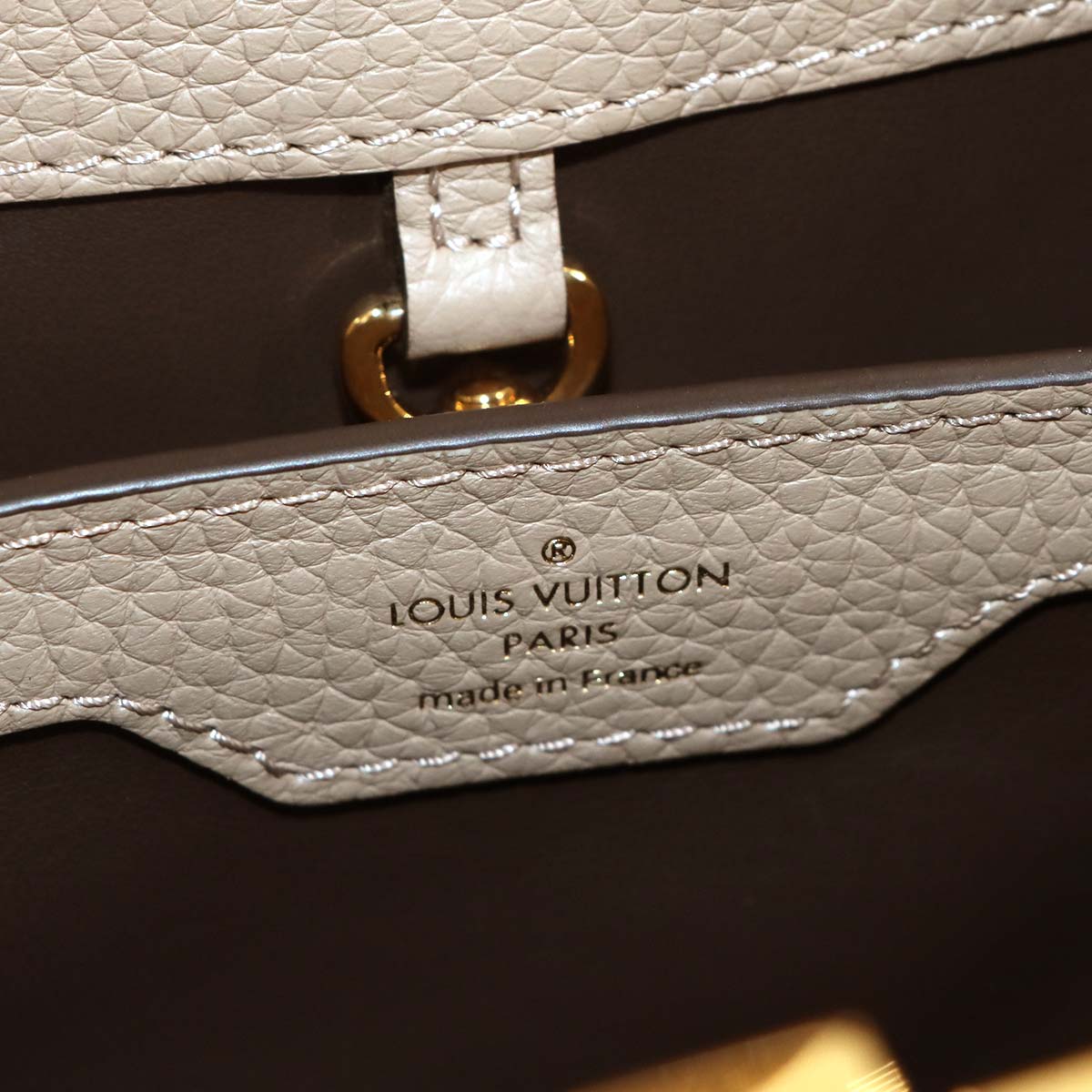 Capucines BB Hand Shoulder Bag Taurillon Leather Galet