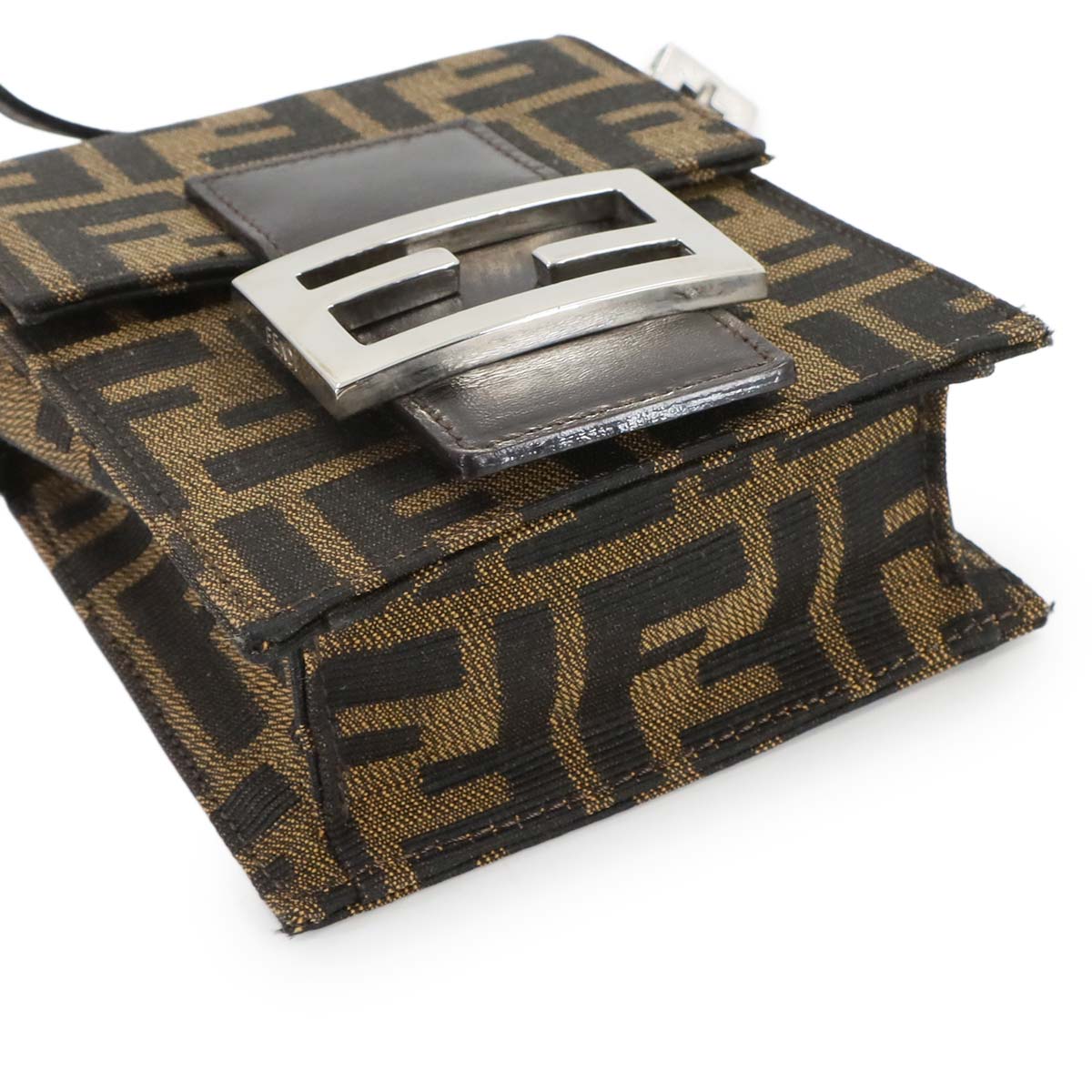 Zucca Shoulder Bag Canvas Leather Brown Purse